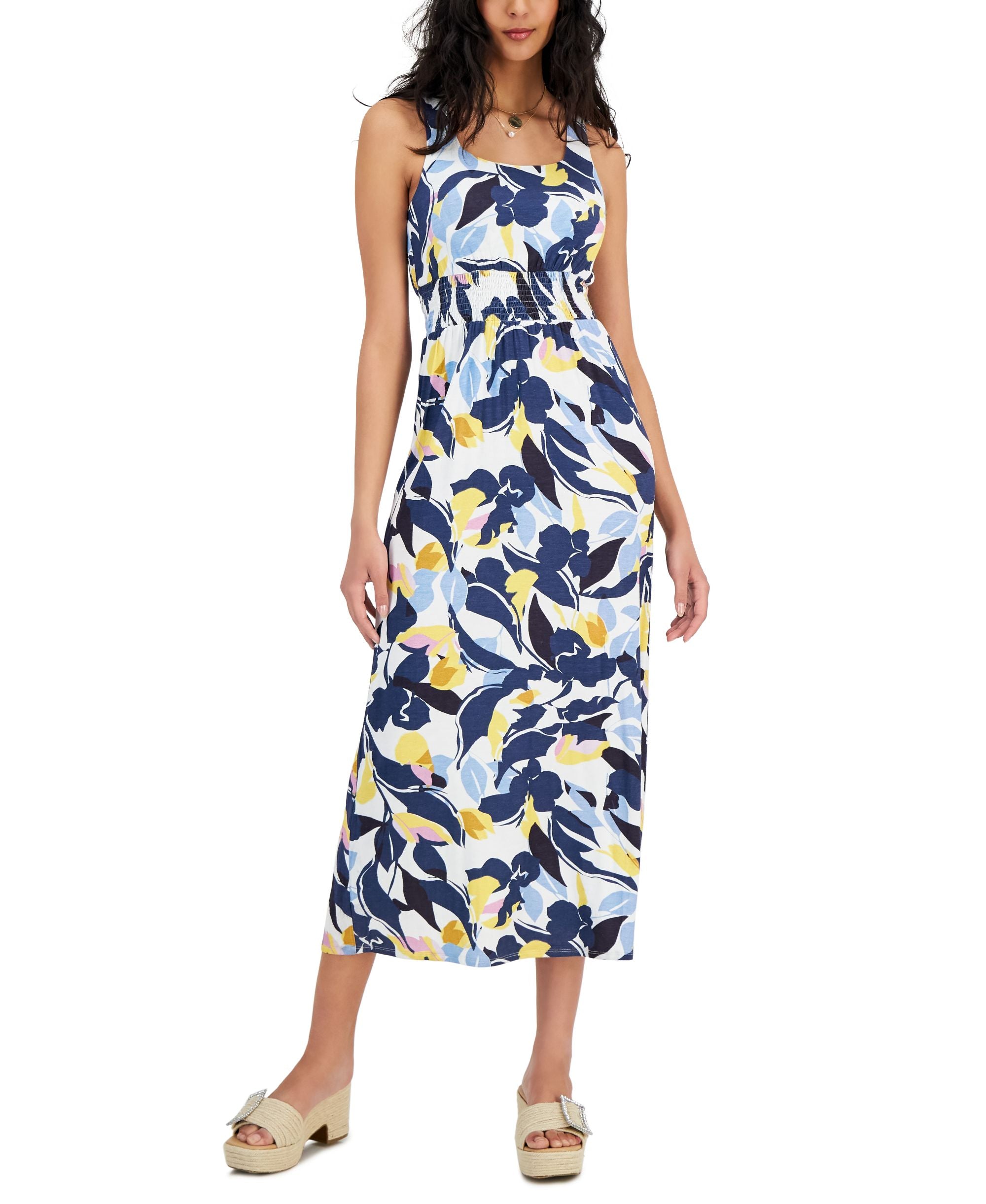 INC International Concepts Petite Smocked Floral Maxi Dress