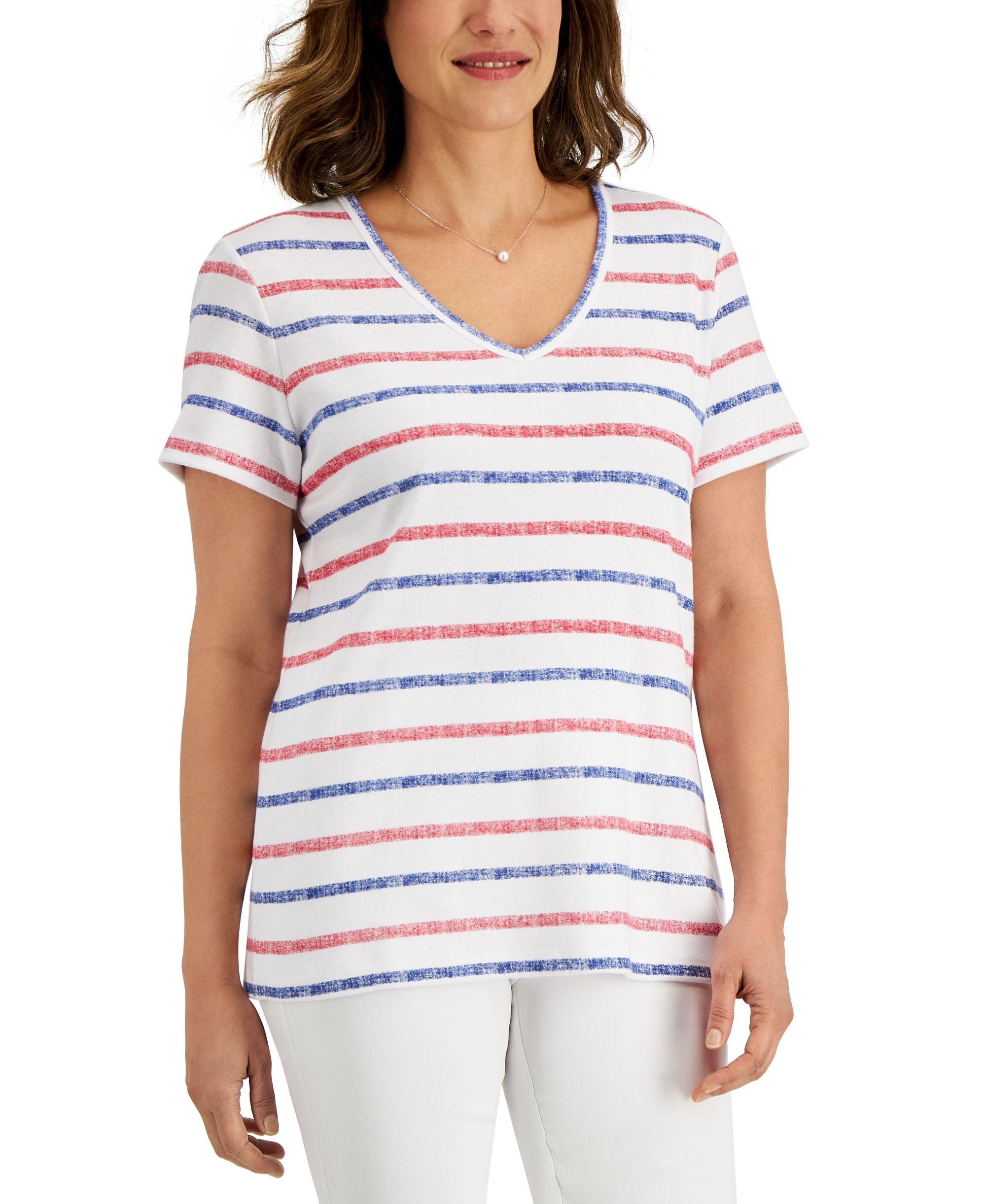 Karen Scott Womens Striped Top