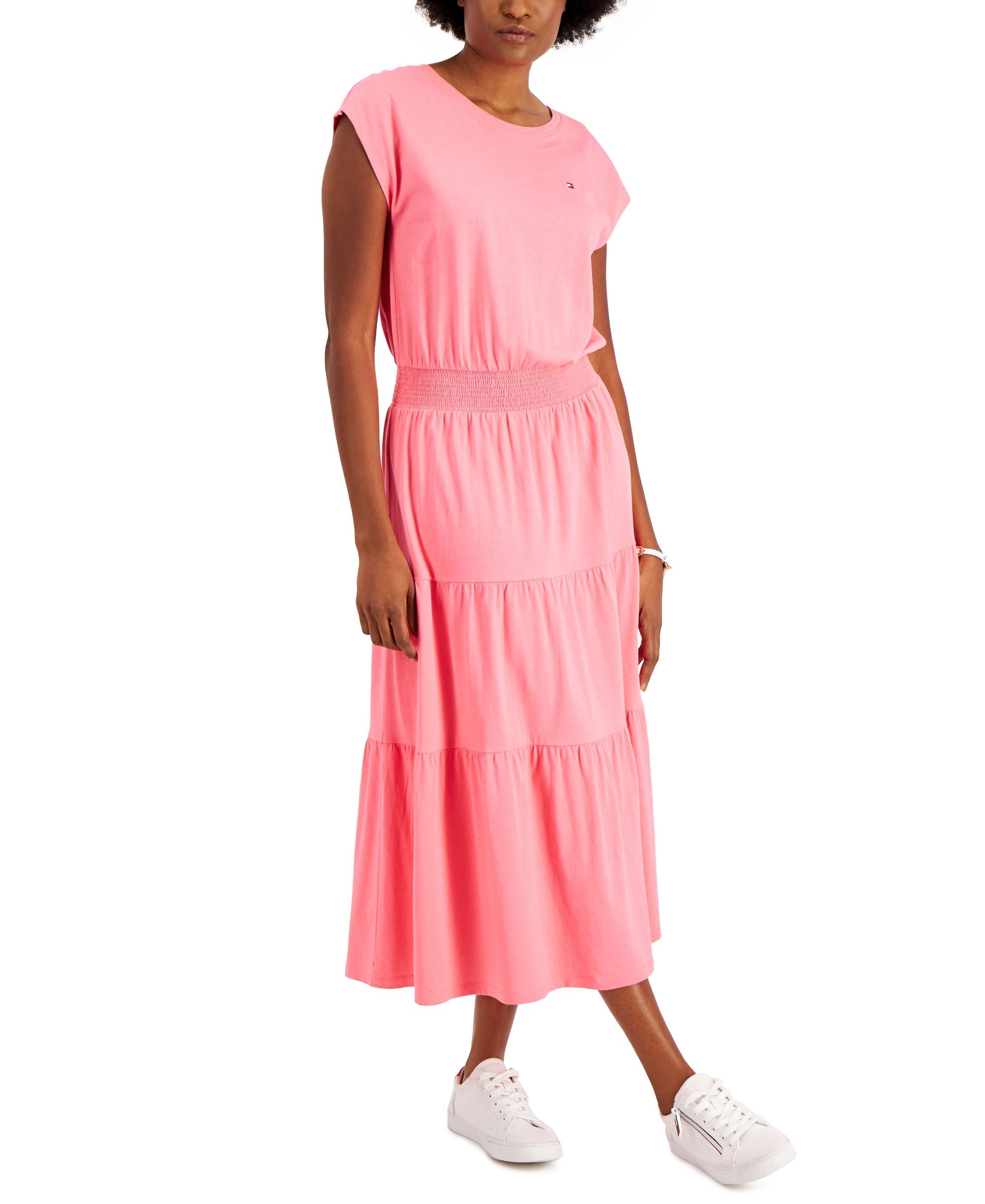 Tommy Hilfiger Womens Cap Sleeve Tiered Dress