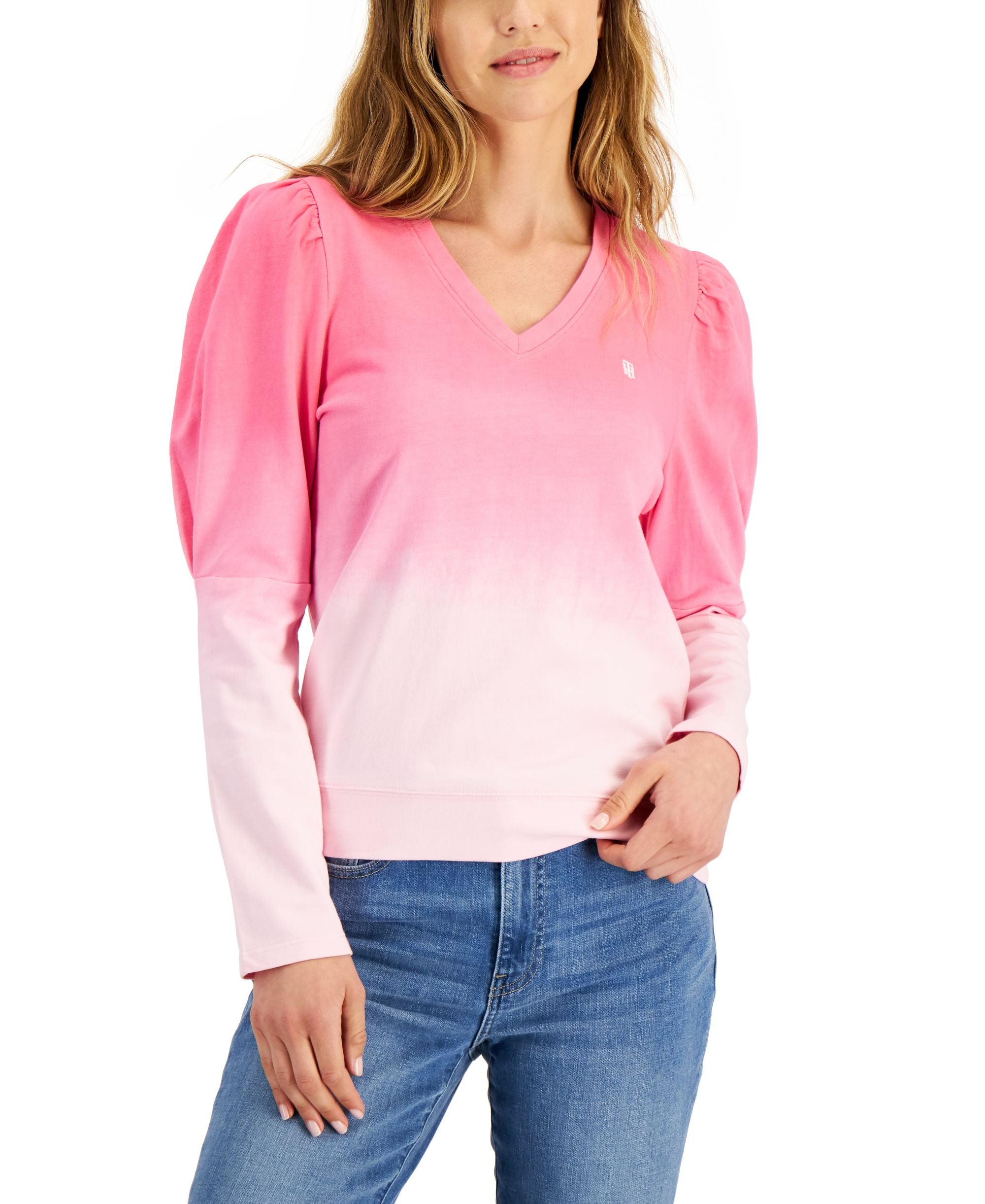 Tommy Hilfiger Long Sleeve Cotton Ombre Top