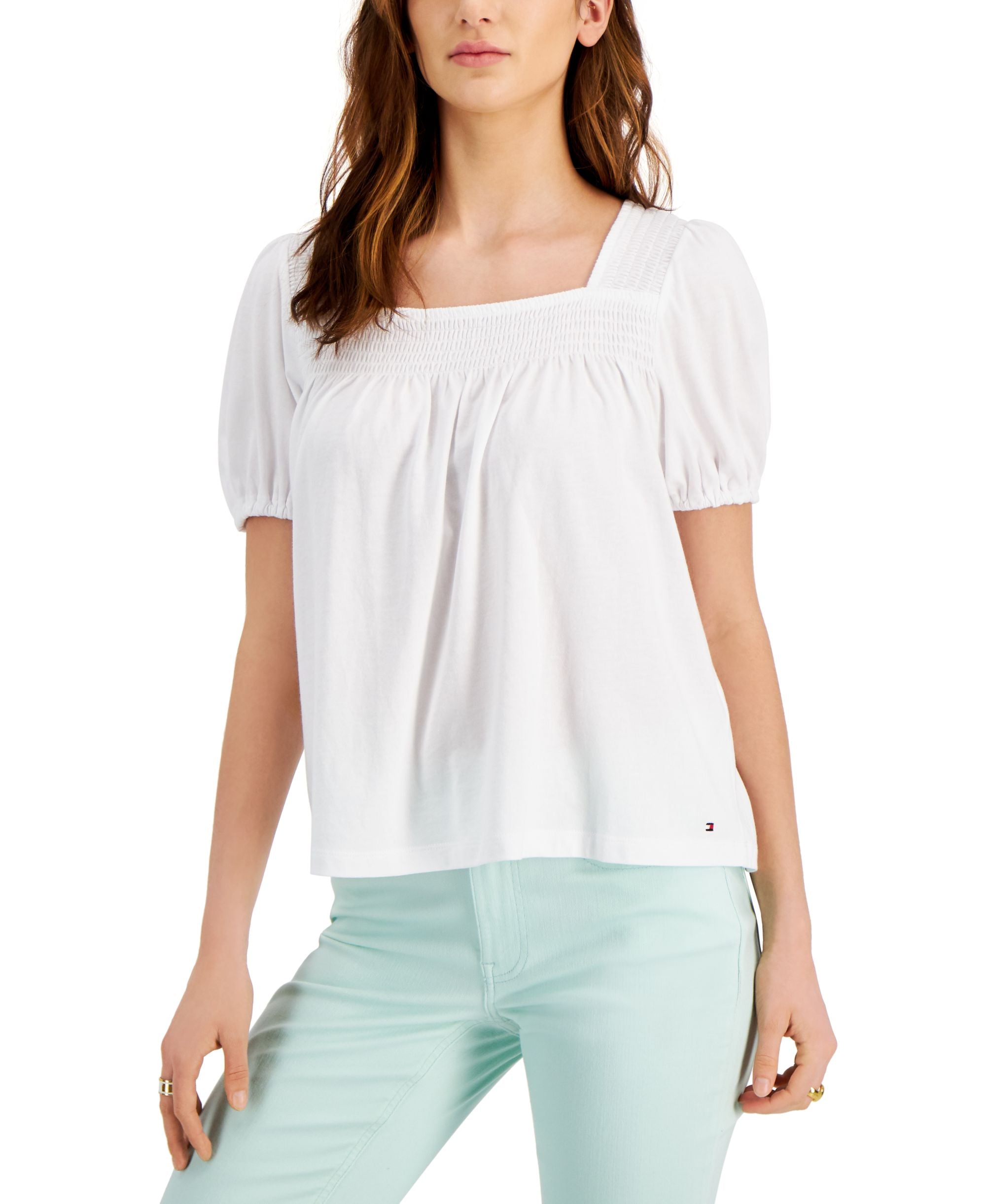 Tommy Hilfiger Puffed Sleeve Square Neck Top