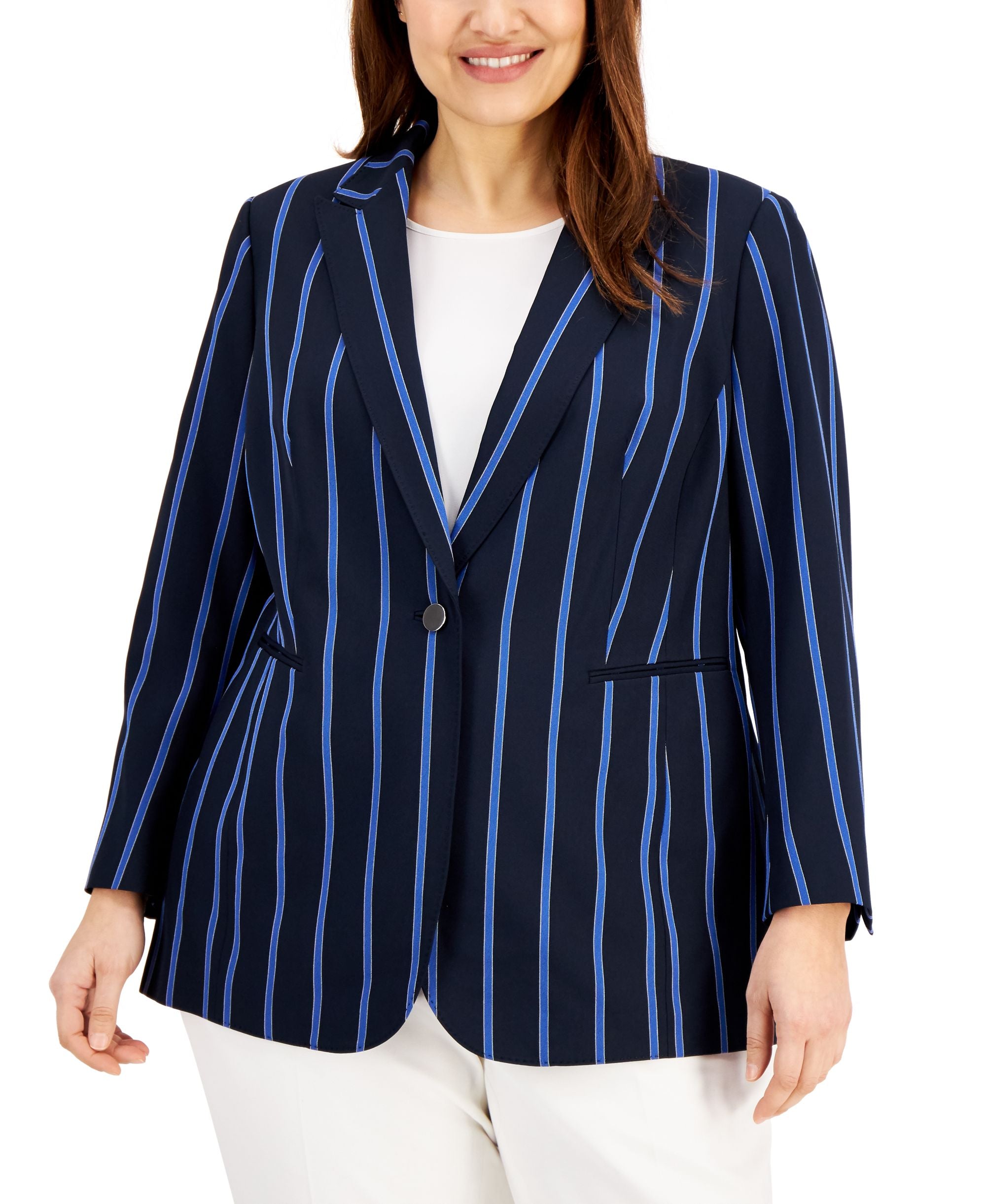 Anne Klein Plus Size Striped Blazer