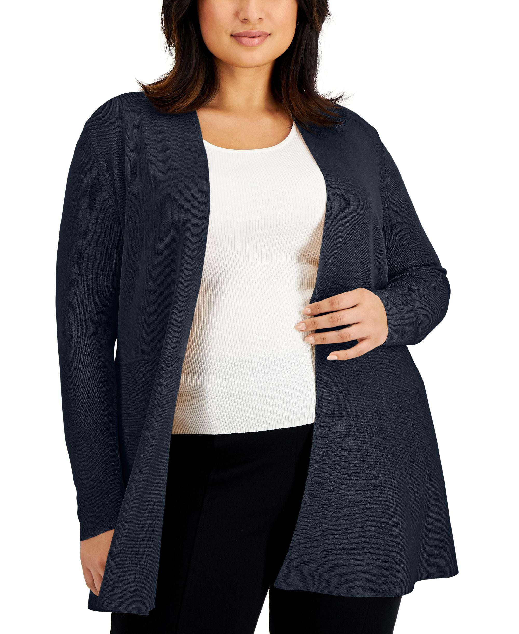 Anne Klein Plus Size Monterey Open Front Cardigan