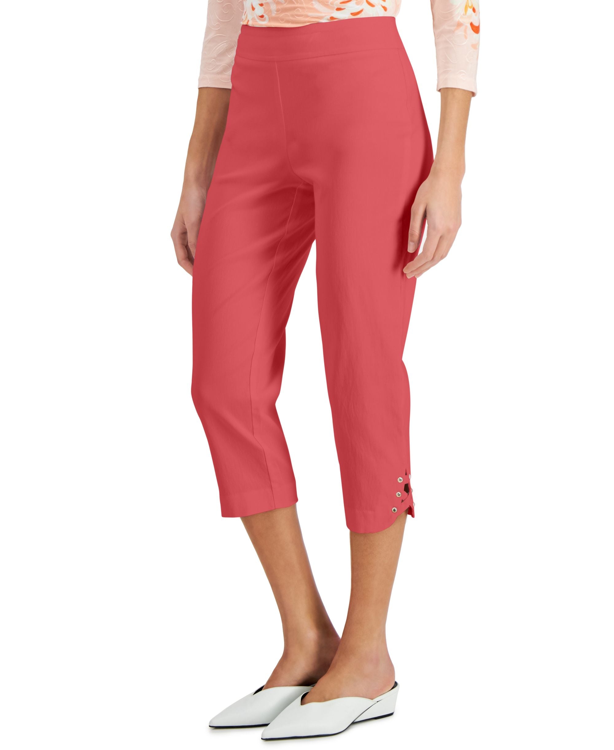 JM Collection Petite Crisscross Hem Capri Pants