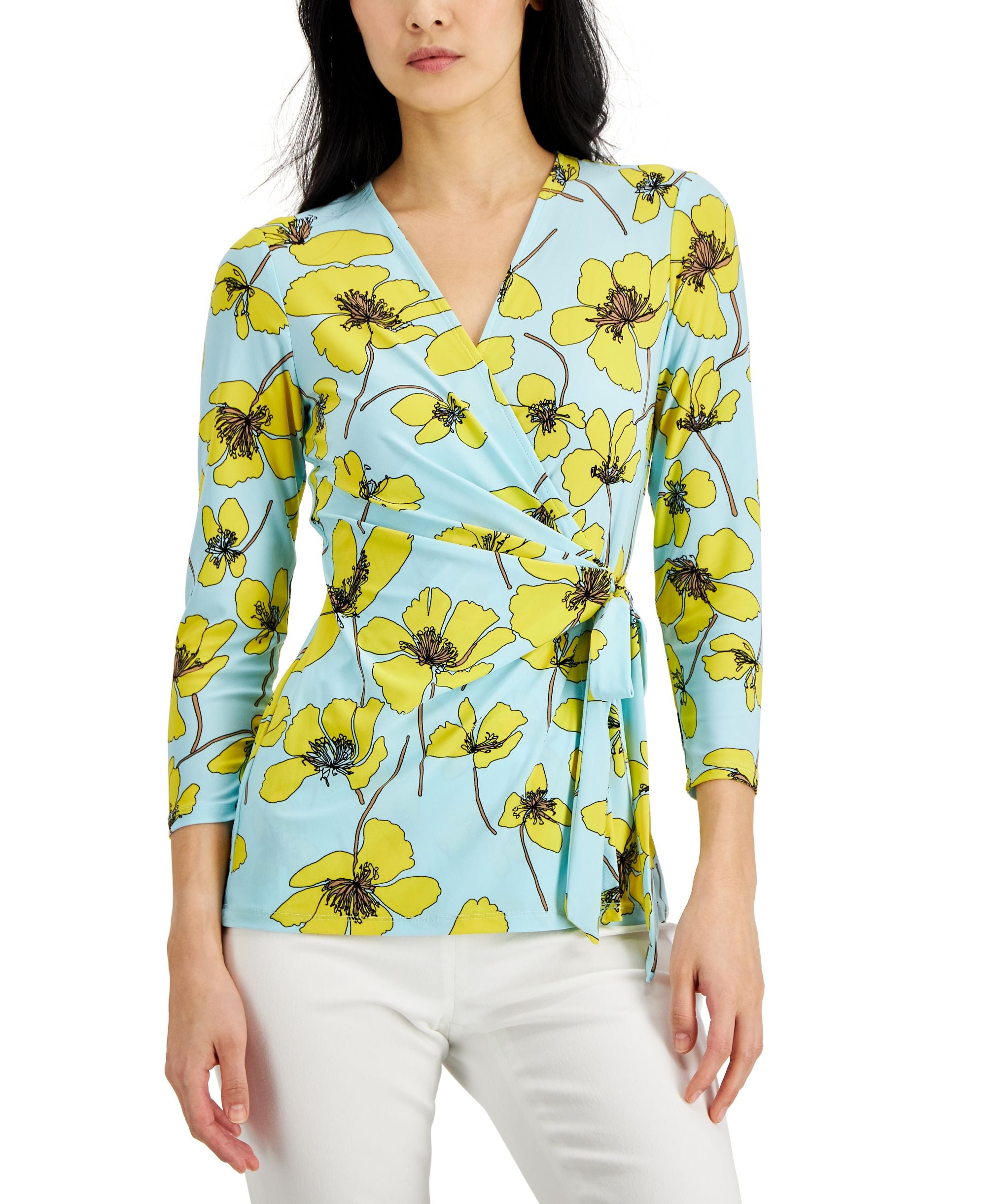 Anne Klein Petite Side-Tie Knit Top