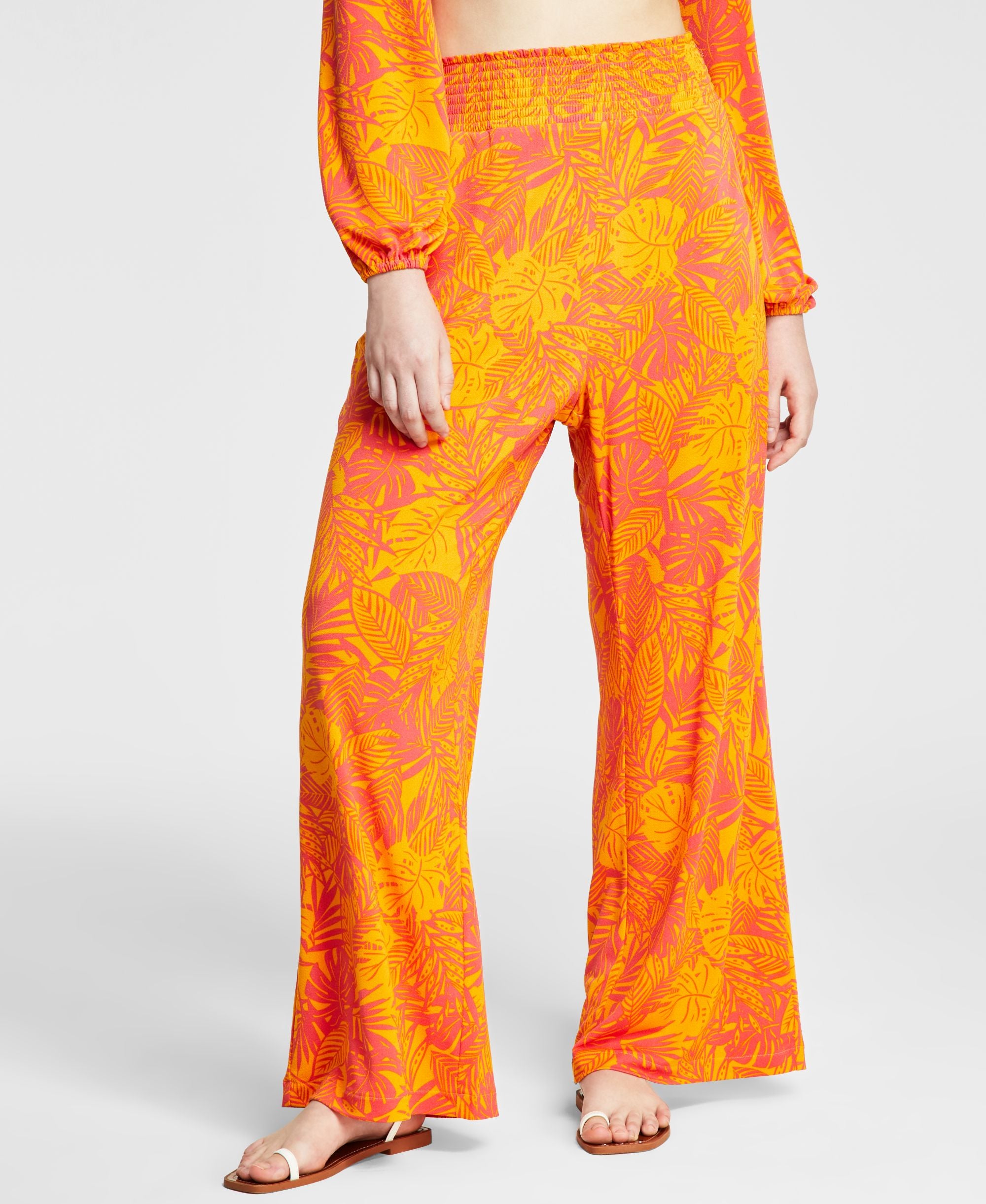 Bar III Womens Printed Wide Leg Pants
