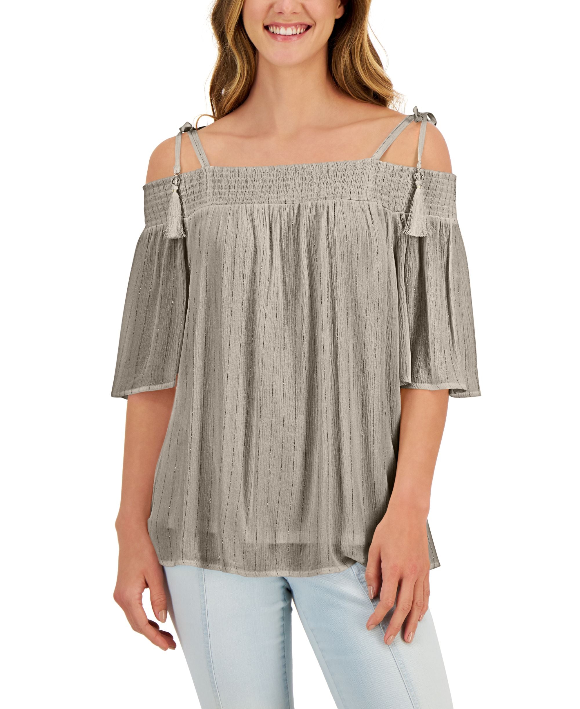 JM Collection Womens Cold Shoulder Top
