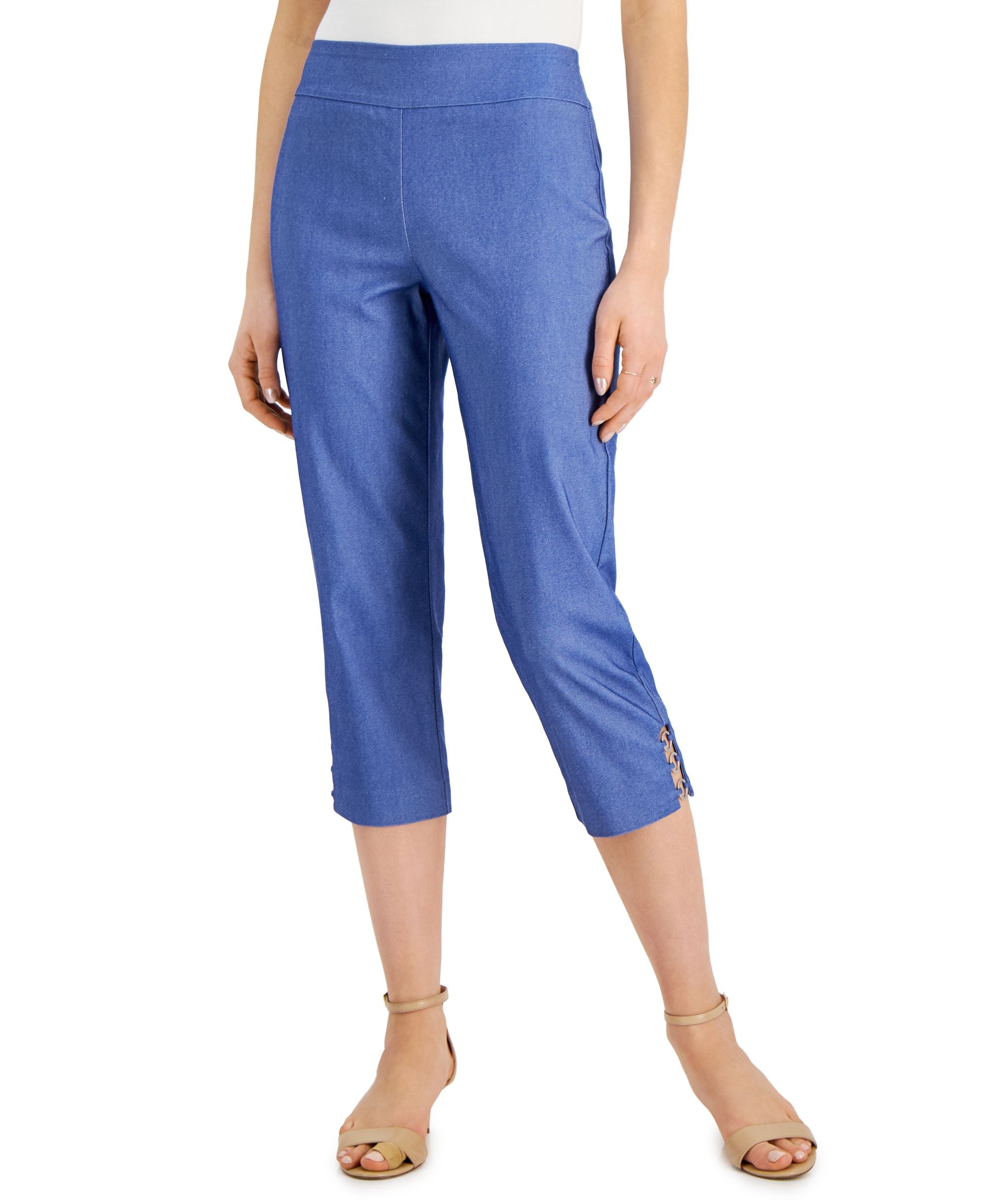 JM Collection Petite Denim Wash Capri Pants