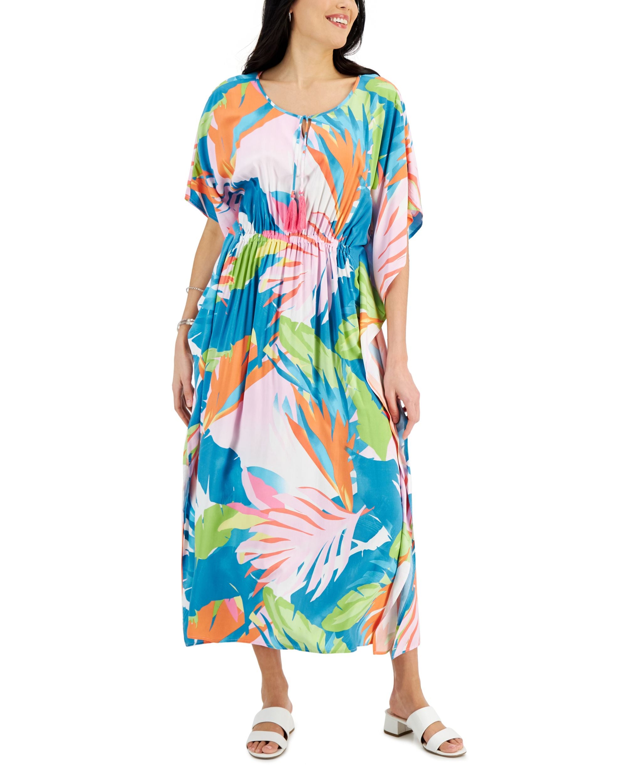 JM Collection Womens Tropical Print Maxi Dress