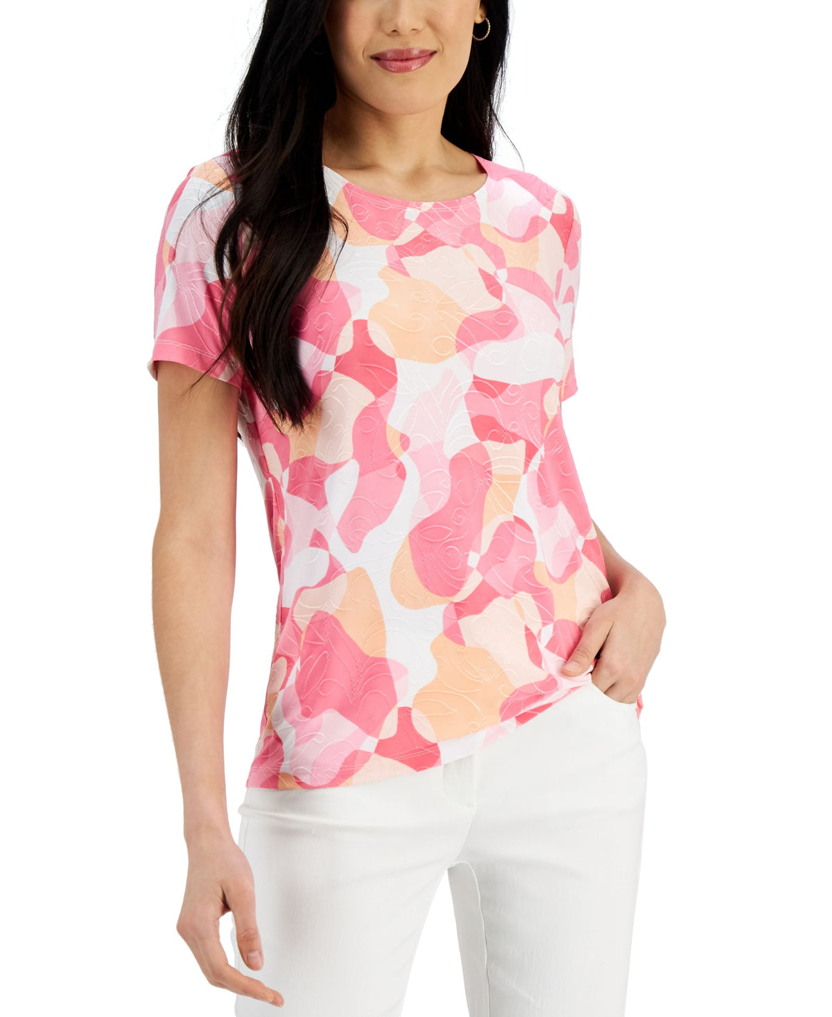 JM Collection Petite Print Top