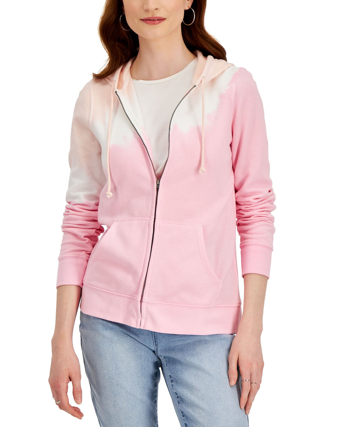 Style & Co Printed Zippered Hoodie