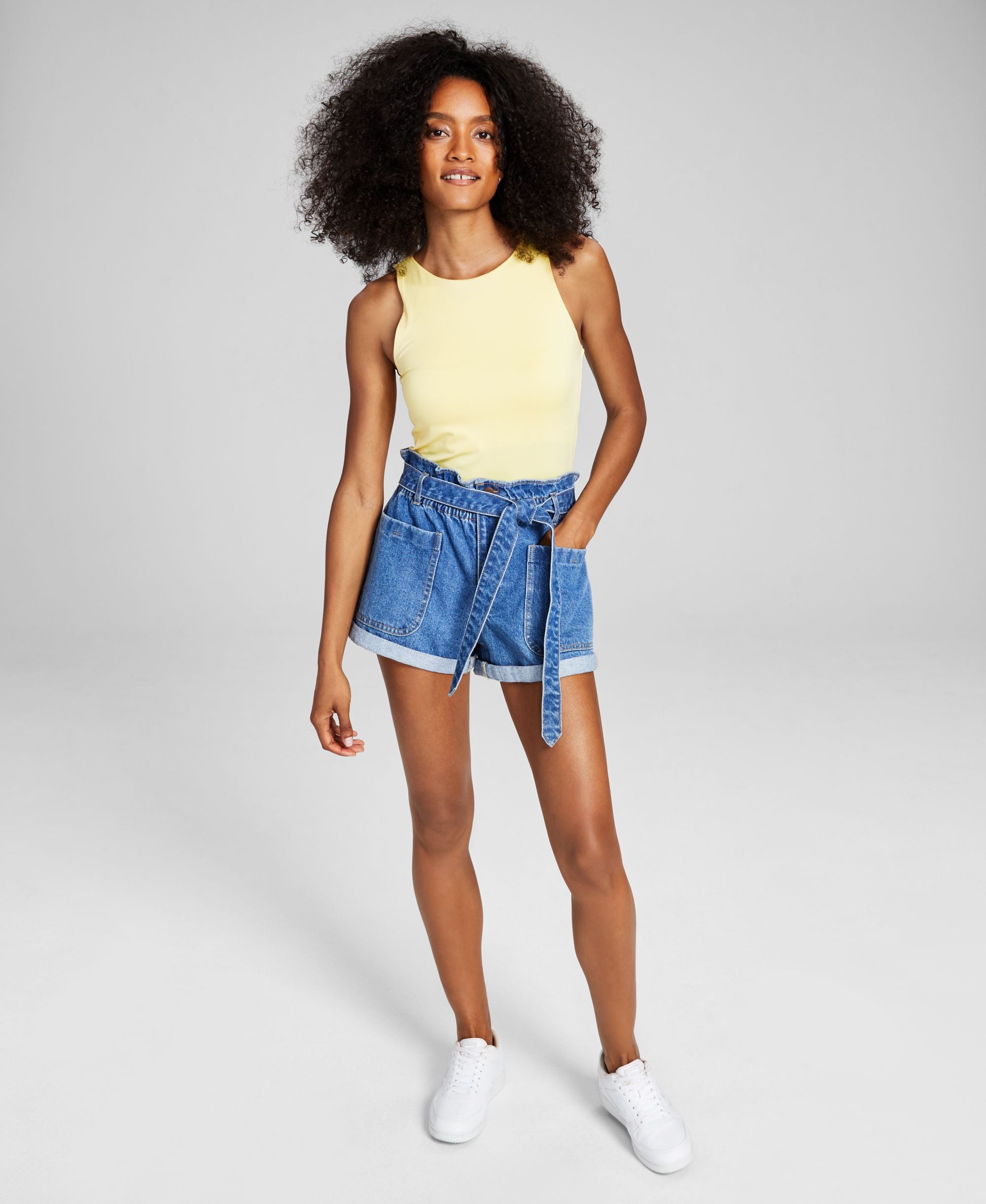Now This Womens Paperbag Waist Denim Shorts