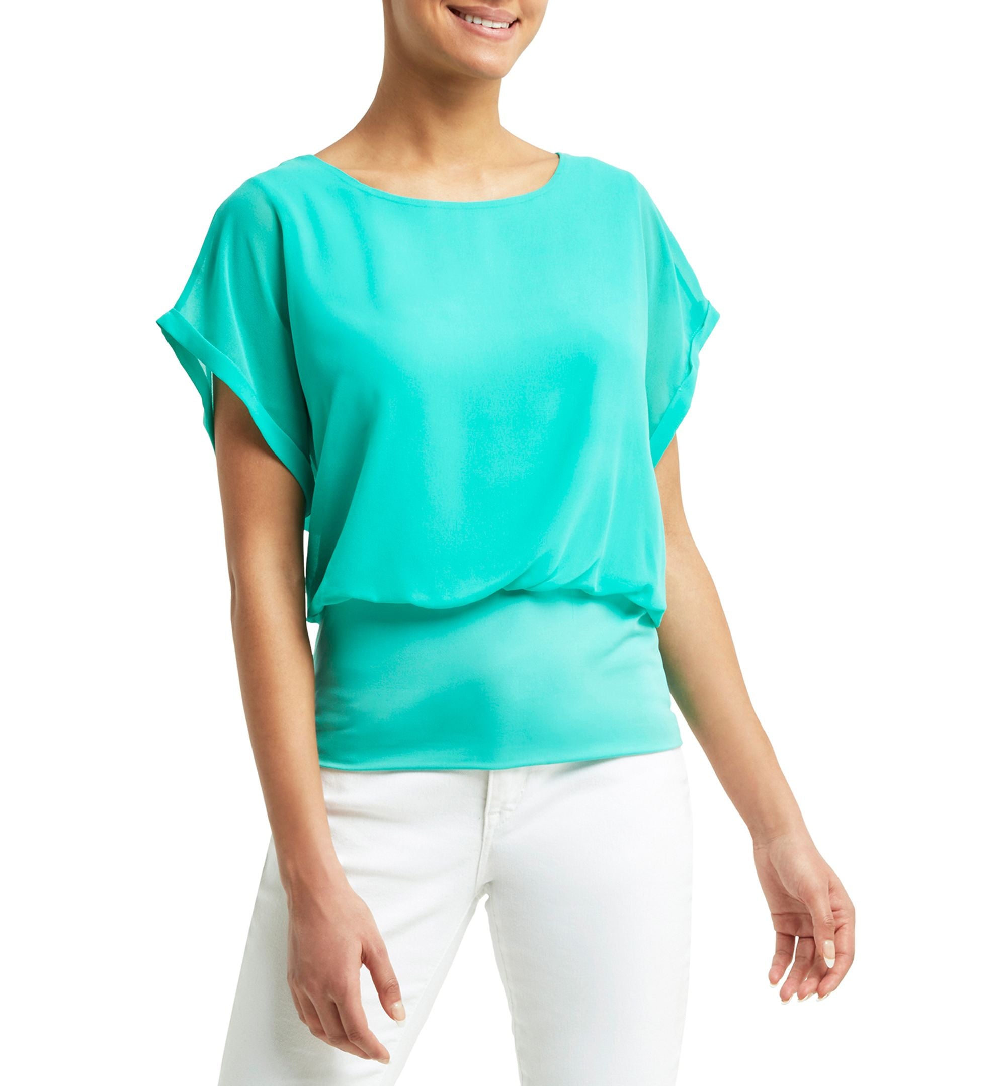 H Halston Short Sleeve Blouson Top