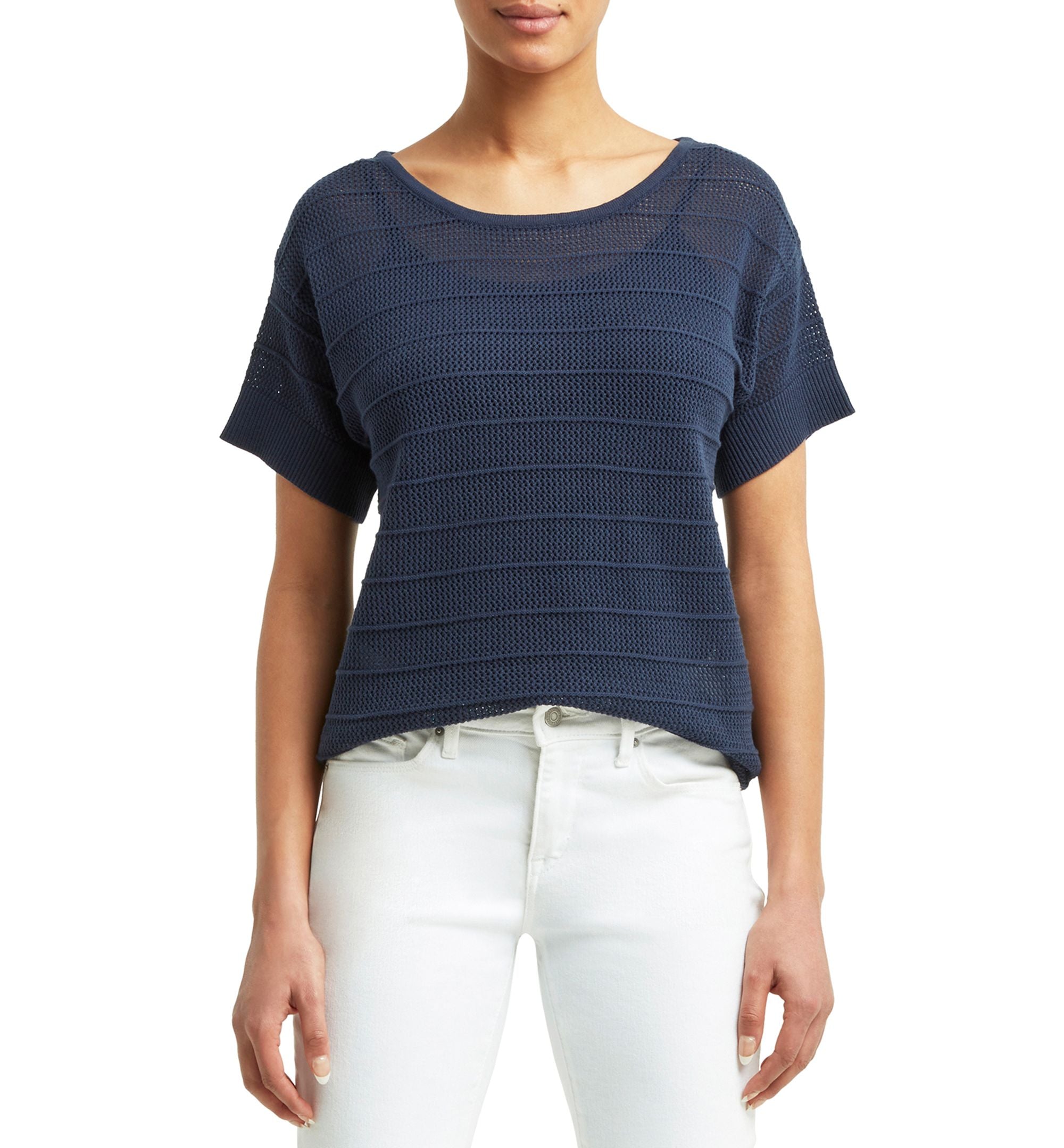 H Halston Short Sleeve Boat Neck Sweater