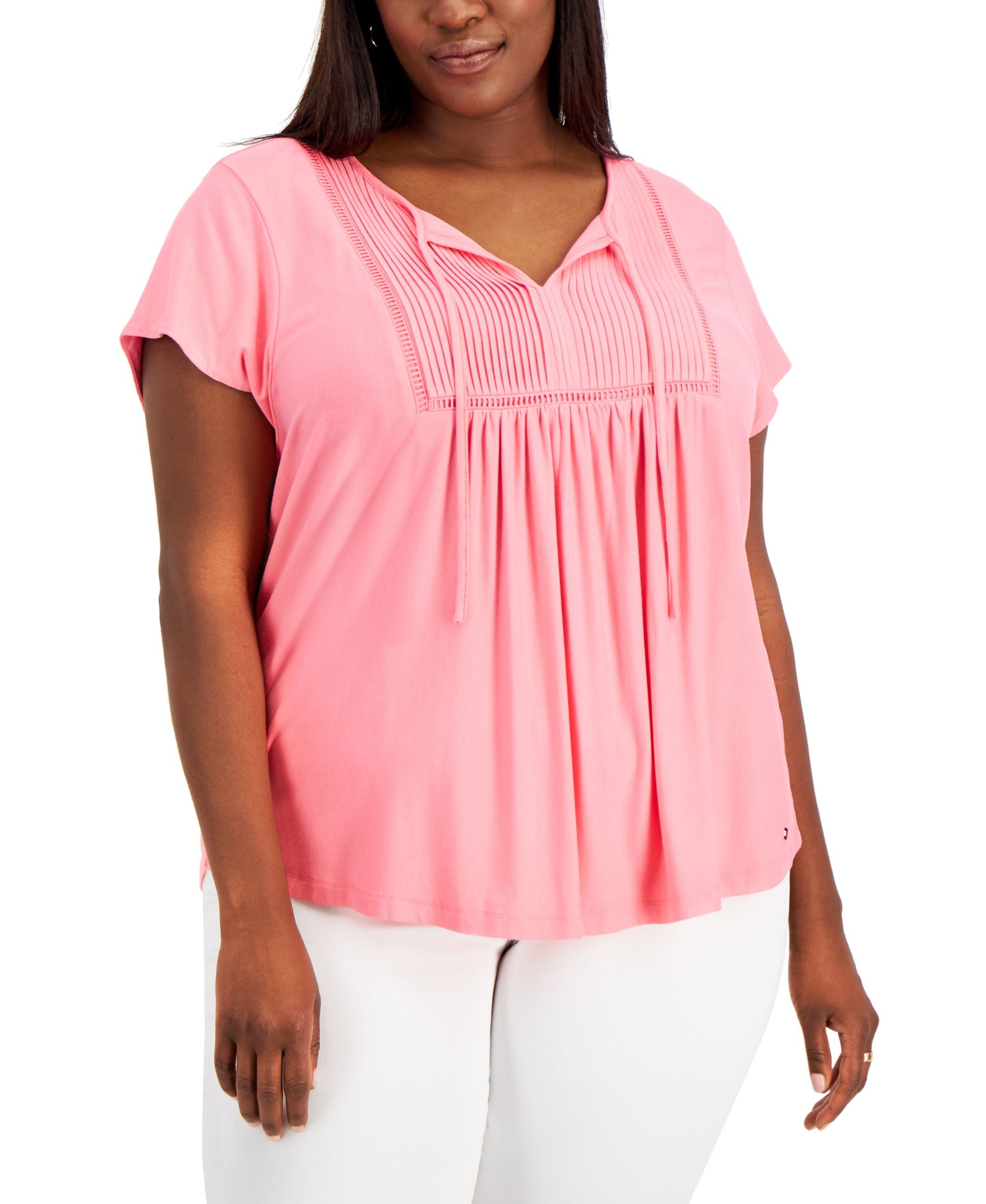 Tommy Hilfiger Plus Size Pintucked Ladder Tee