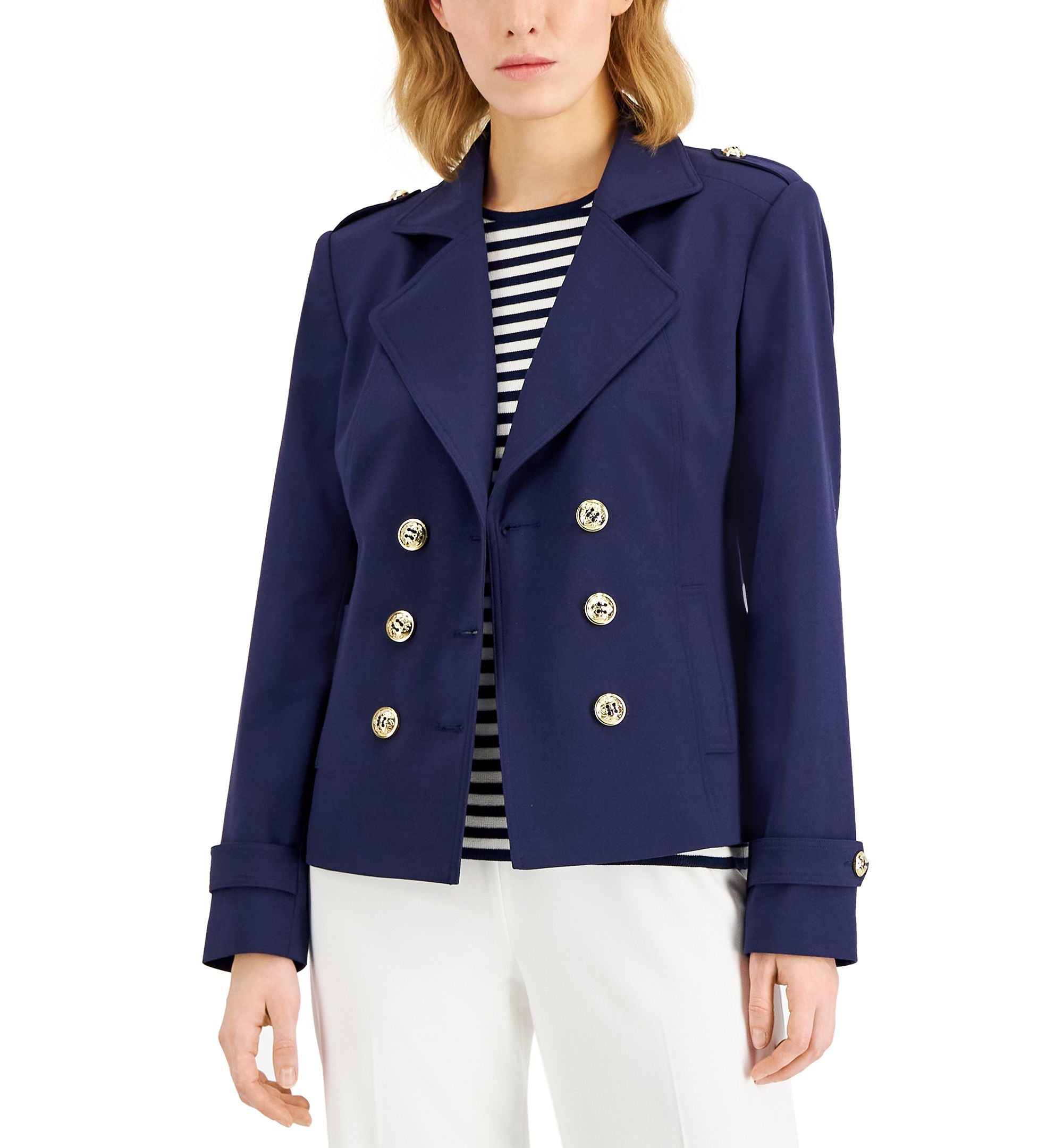 Tahari Asl Double Button Sailor Peacoat Jacket