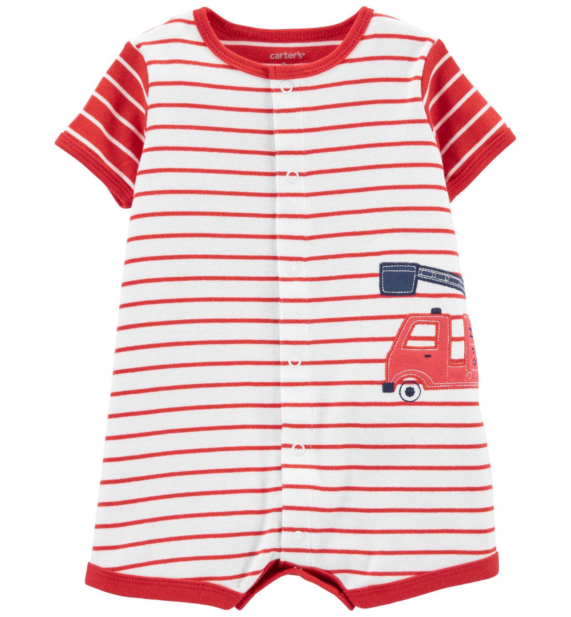 Baby Boys Firetruck Snap Up Romper