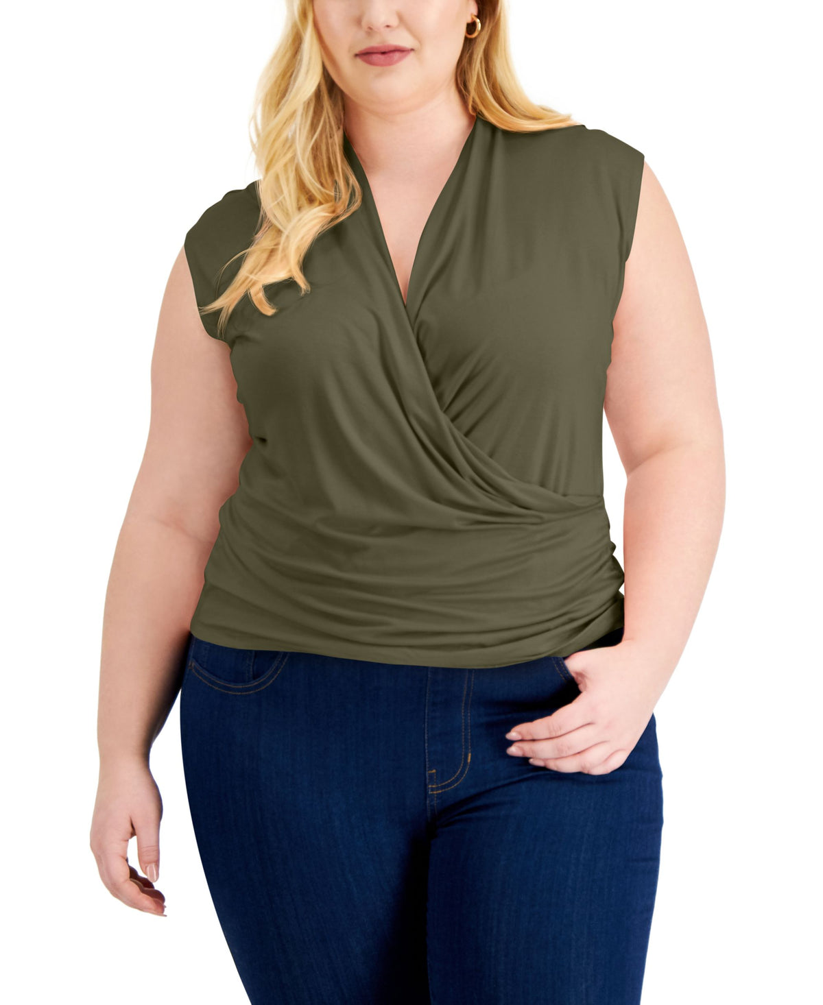 INC International Concepts Plus Size Sleeveless Surplice Top