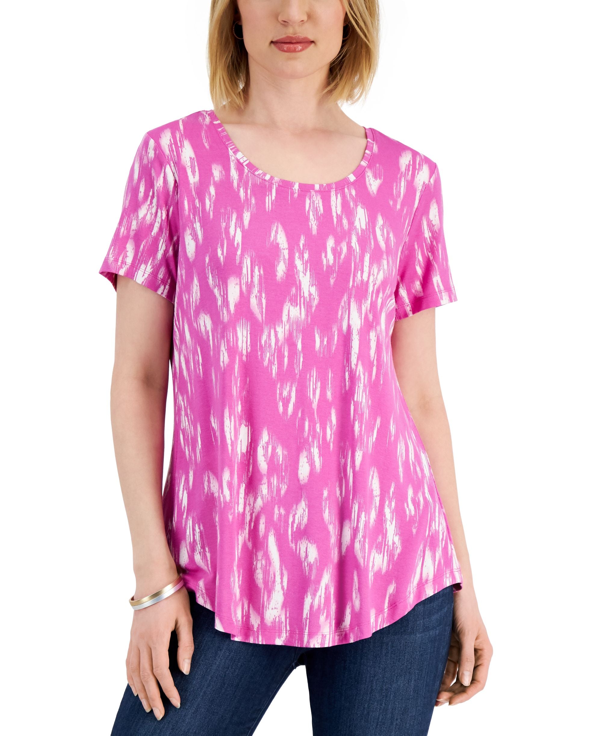 JM Collection Petite Printed Jersey Top
