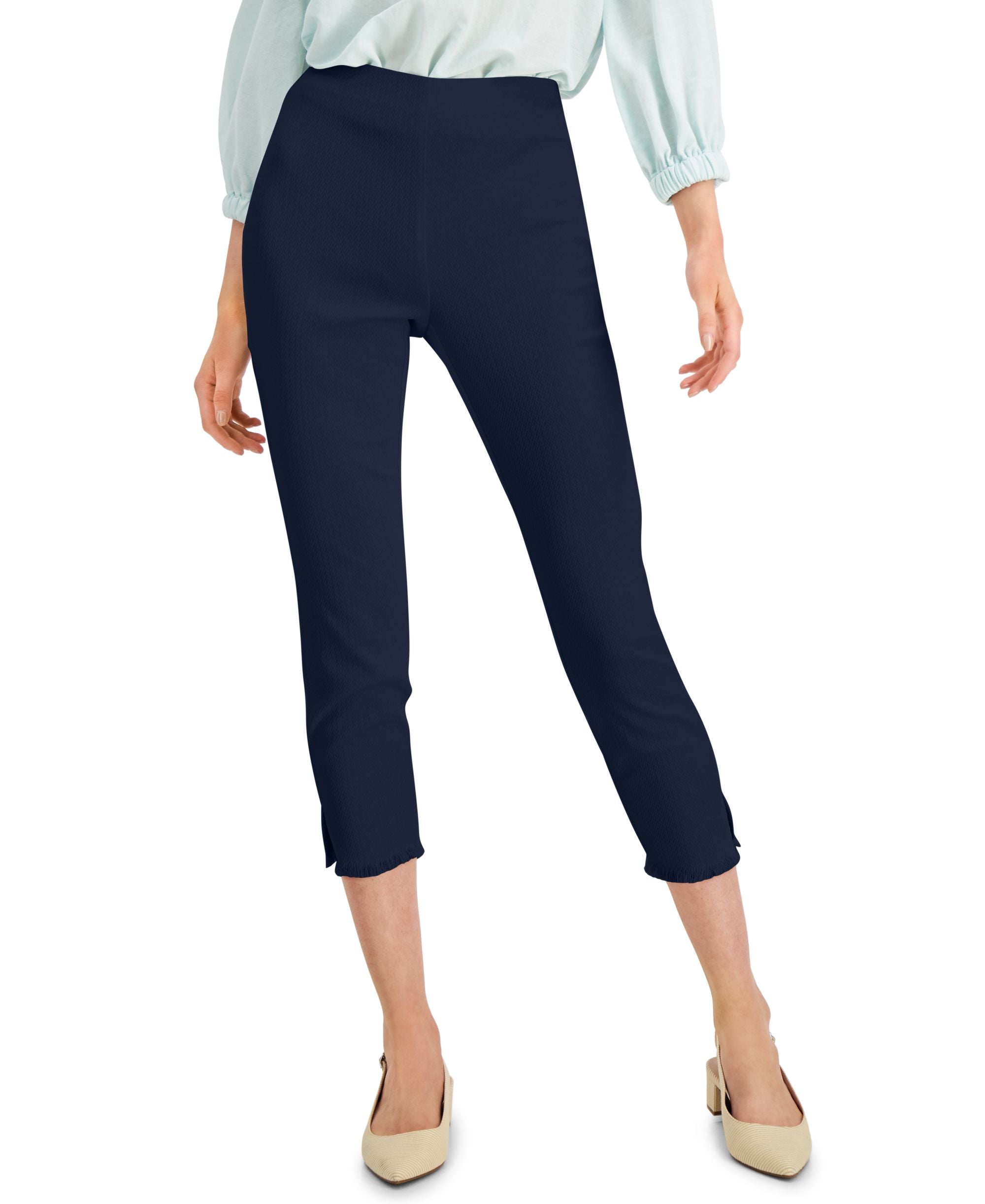 Alfani Textured Fringed Hem Ankle Pants