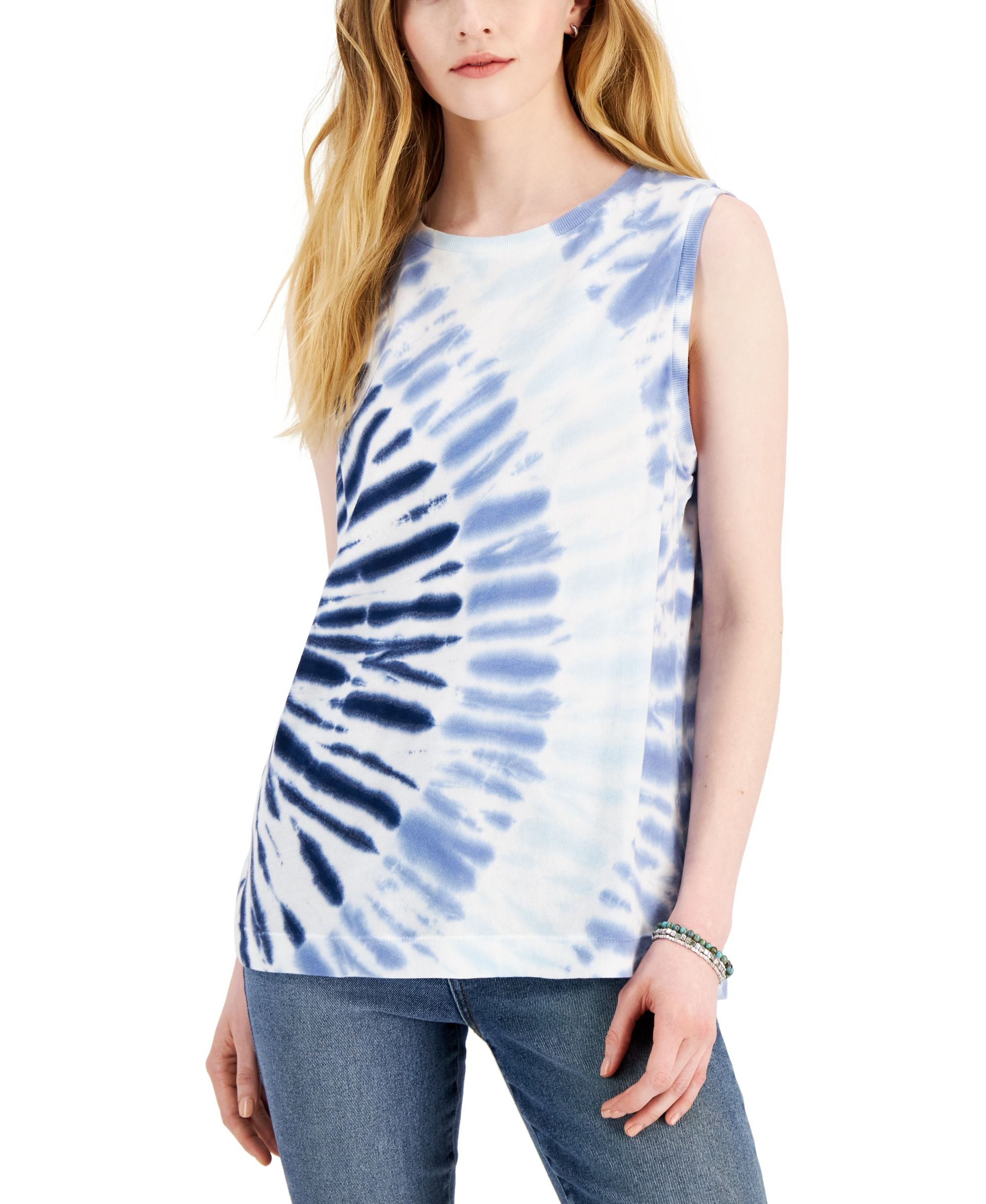 Style & Co Womens Cotton Tie Dyed Tank Top