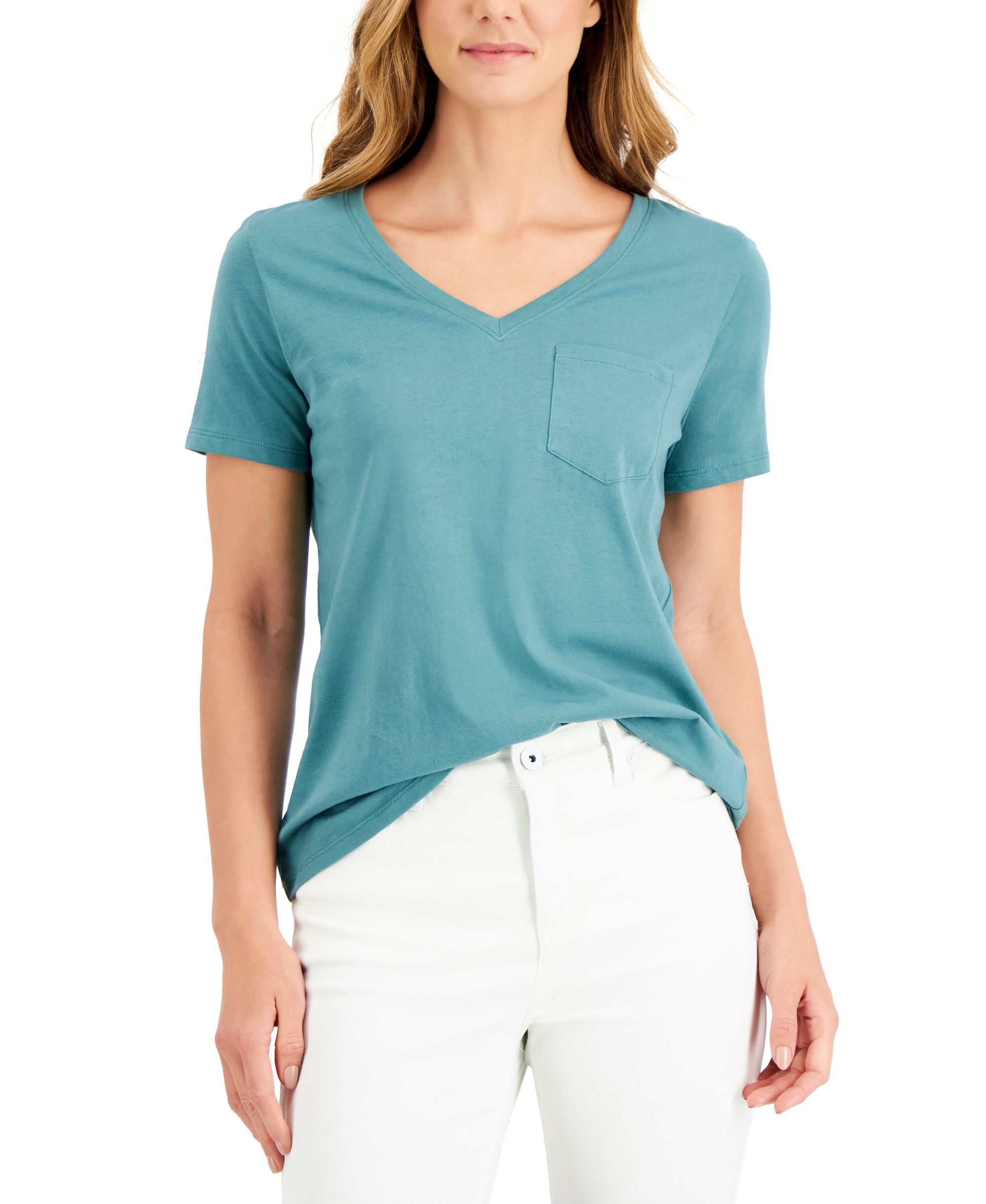 Style & Co Petite Cotton V Neck T-Shirt