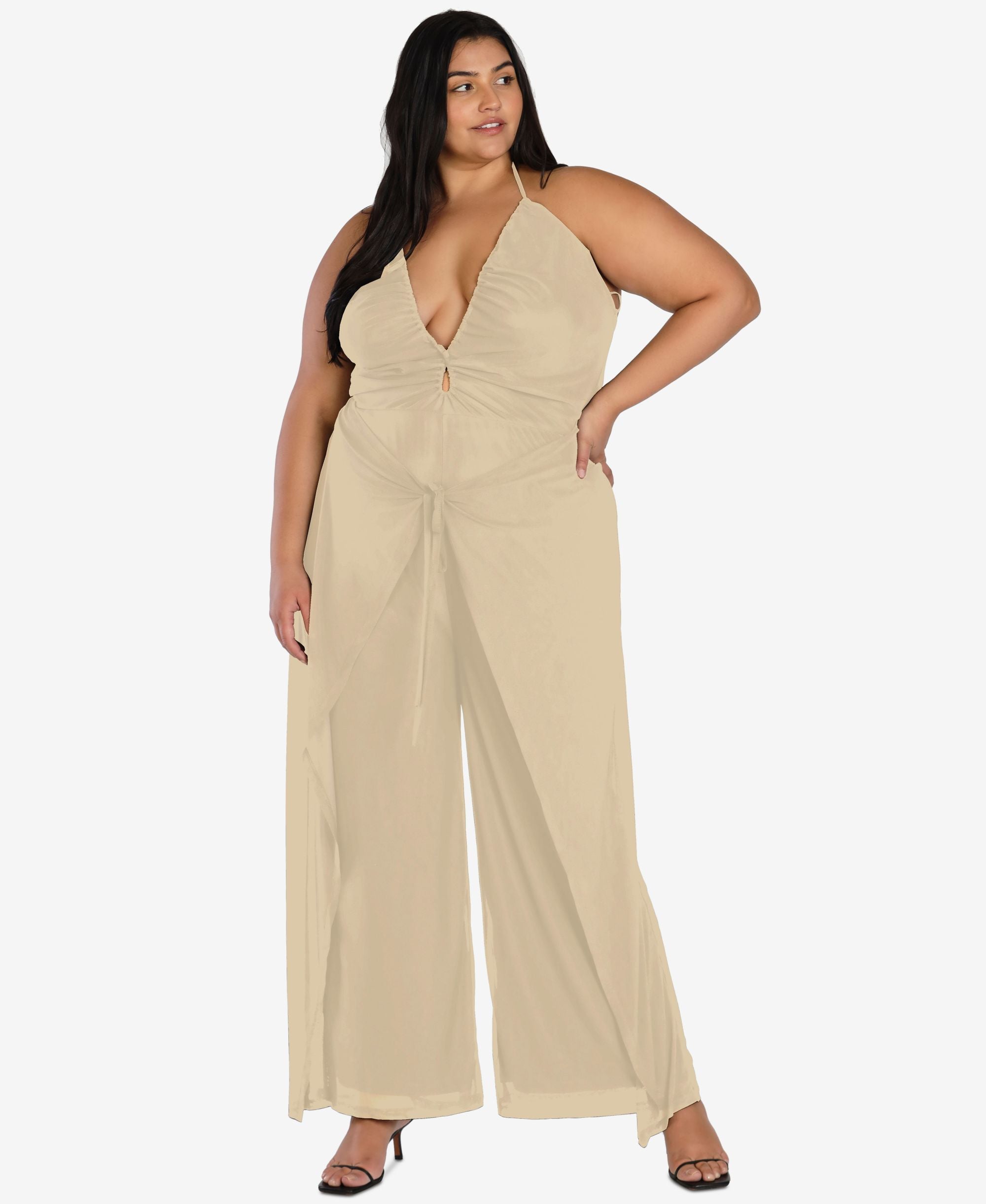 Nicole Williams English Trendy Plus Size Halter Jumpsuit
