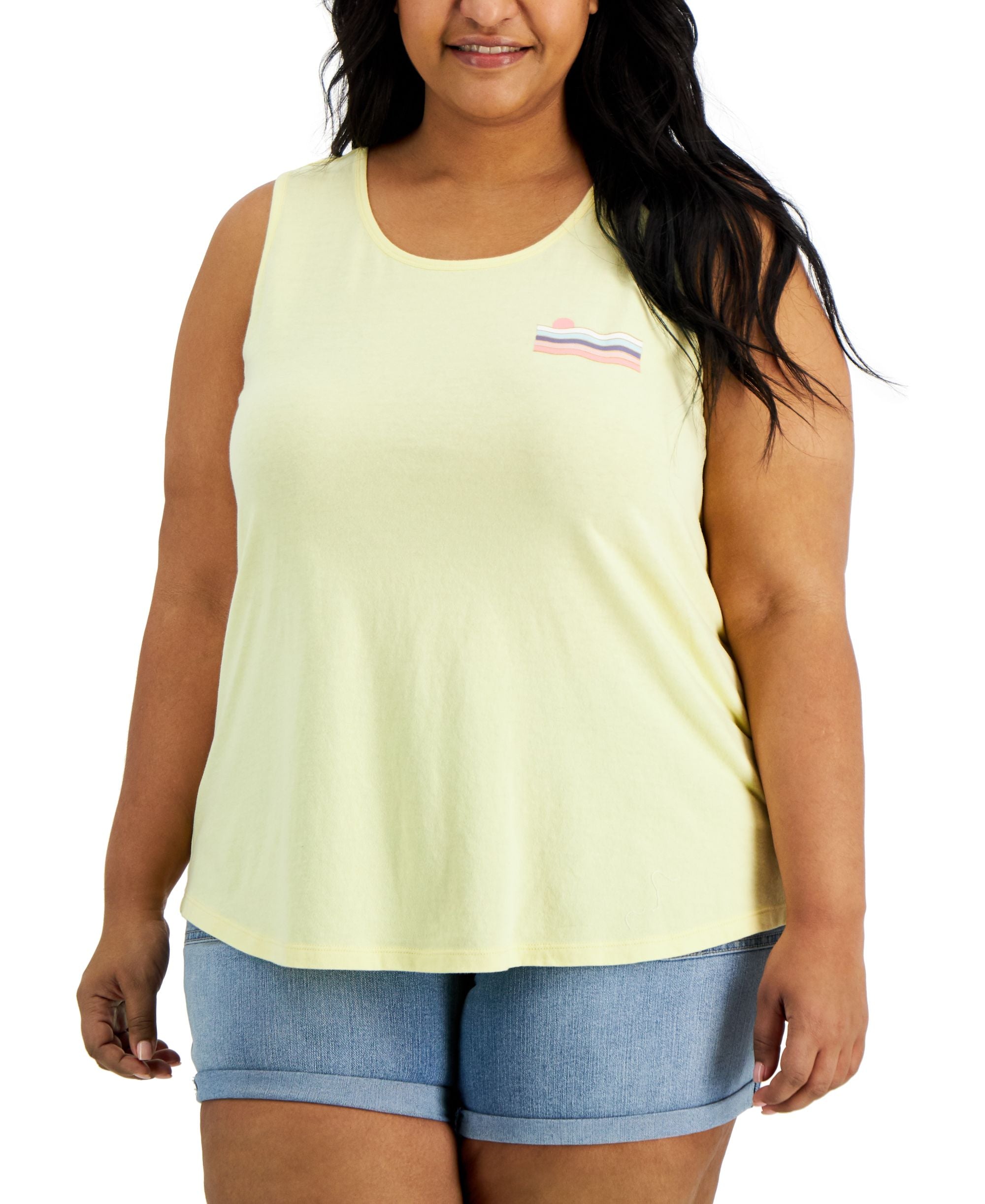 Style & Co Plus Size Cotton Sunset Print Tank