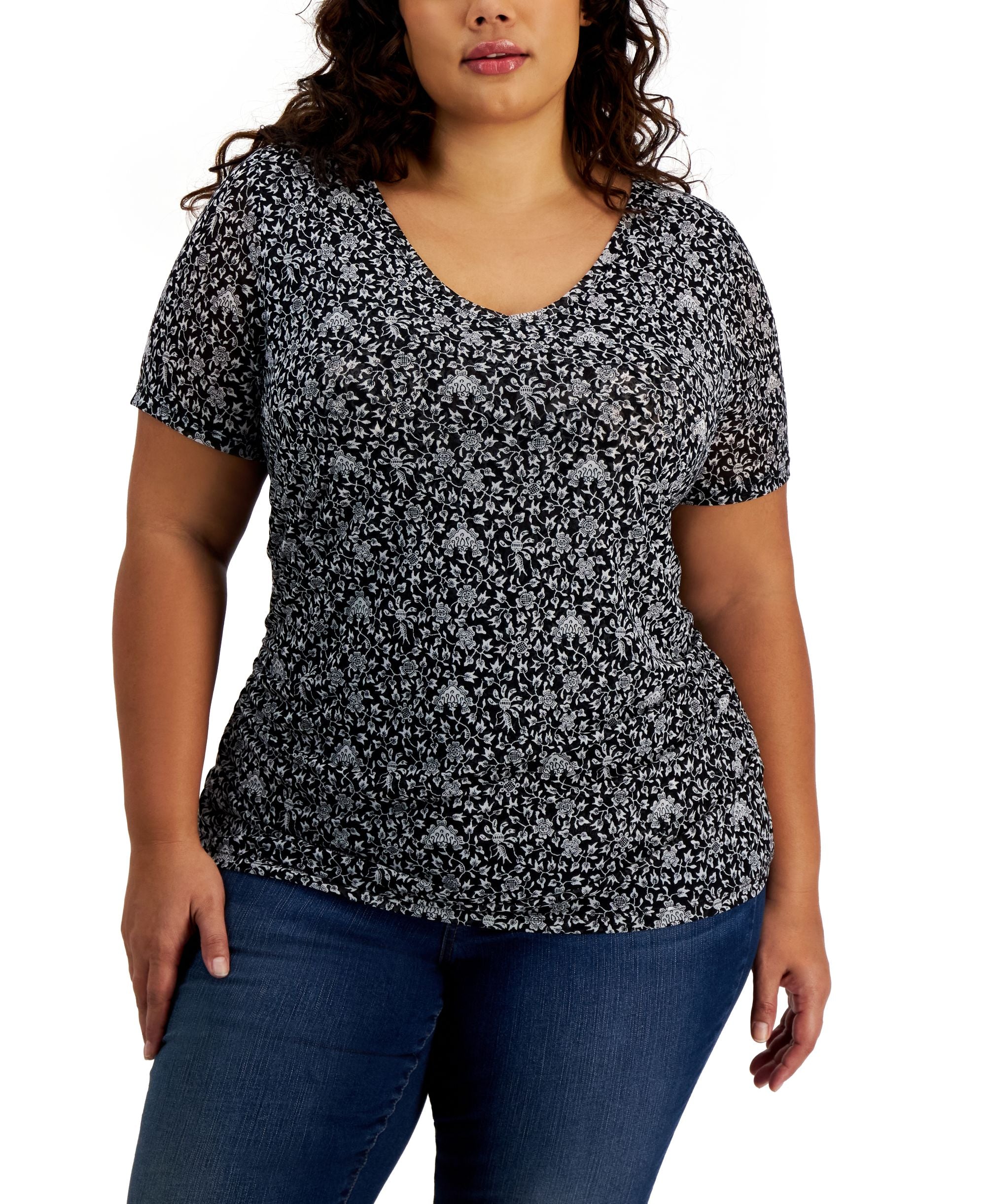 INC International Concepts Plus Size Mesh T-Shirt