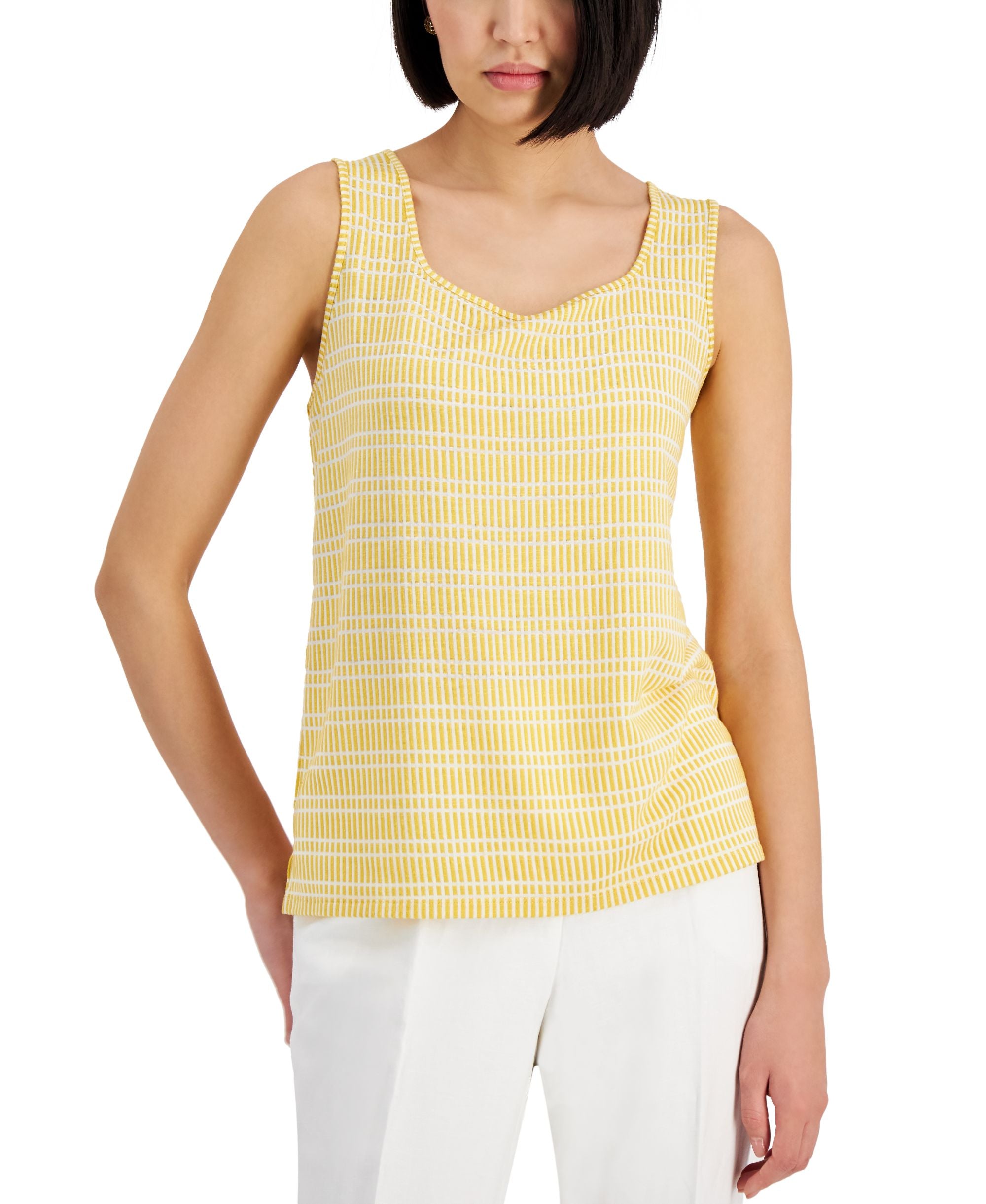 Kasper Womens Checkered Tank Top