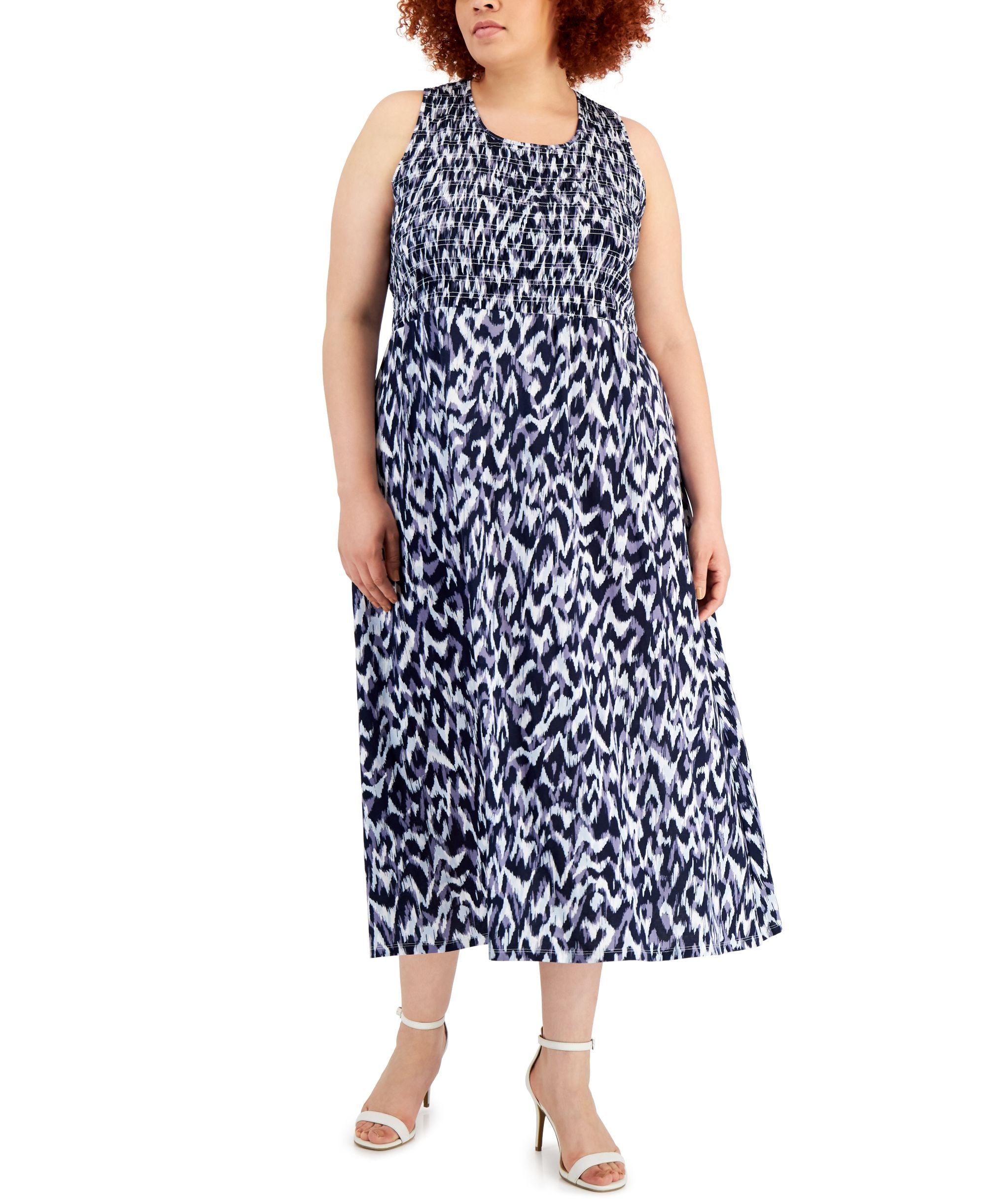 Calvin Klein Plus Size Smocked Maxi Dress