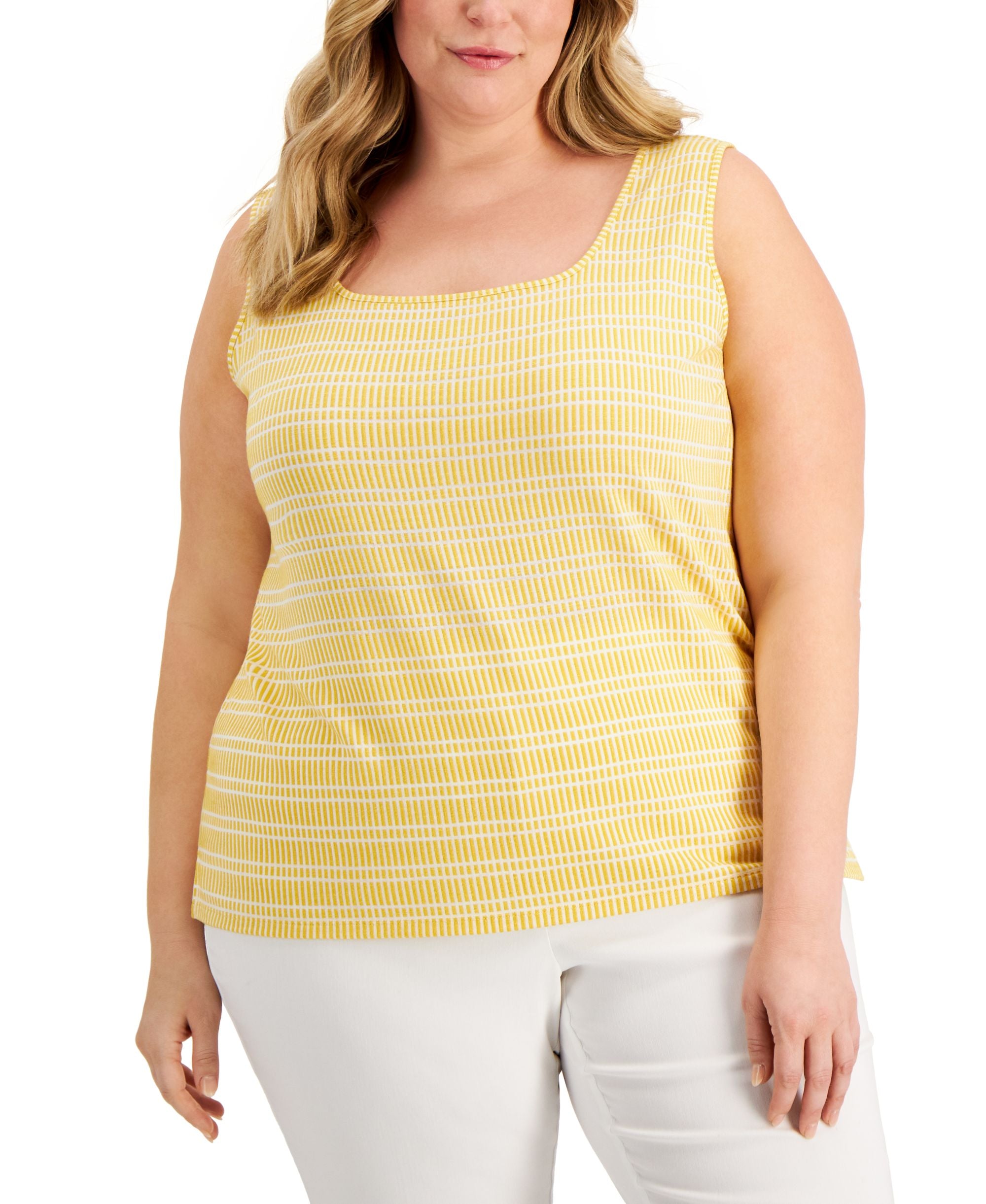 Kasper Plus Size Checkered Tank Top
