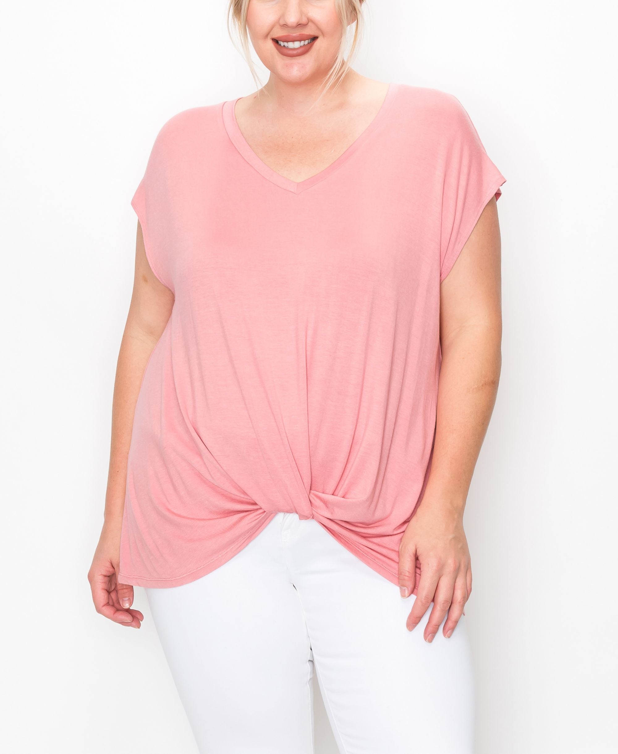 Plus Size V-neck Twist Front Top