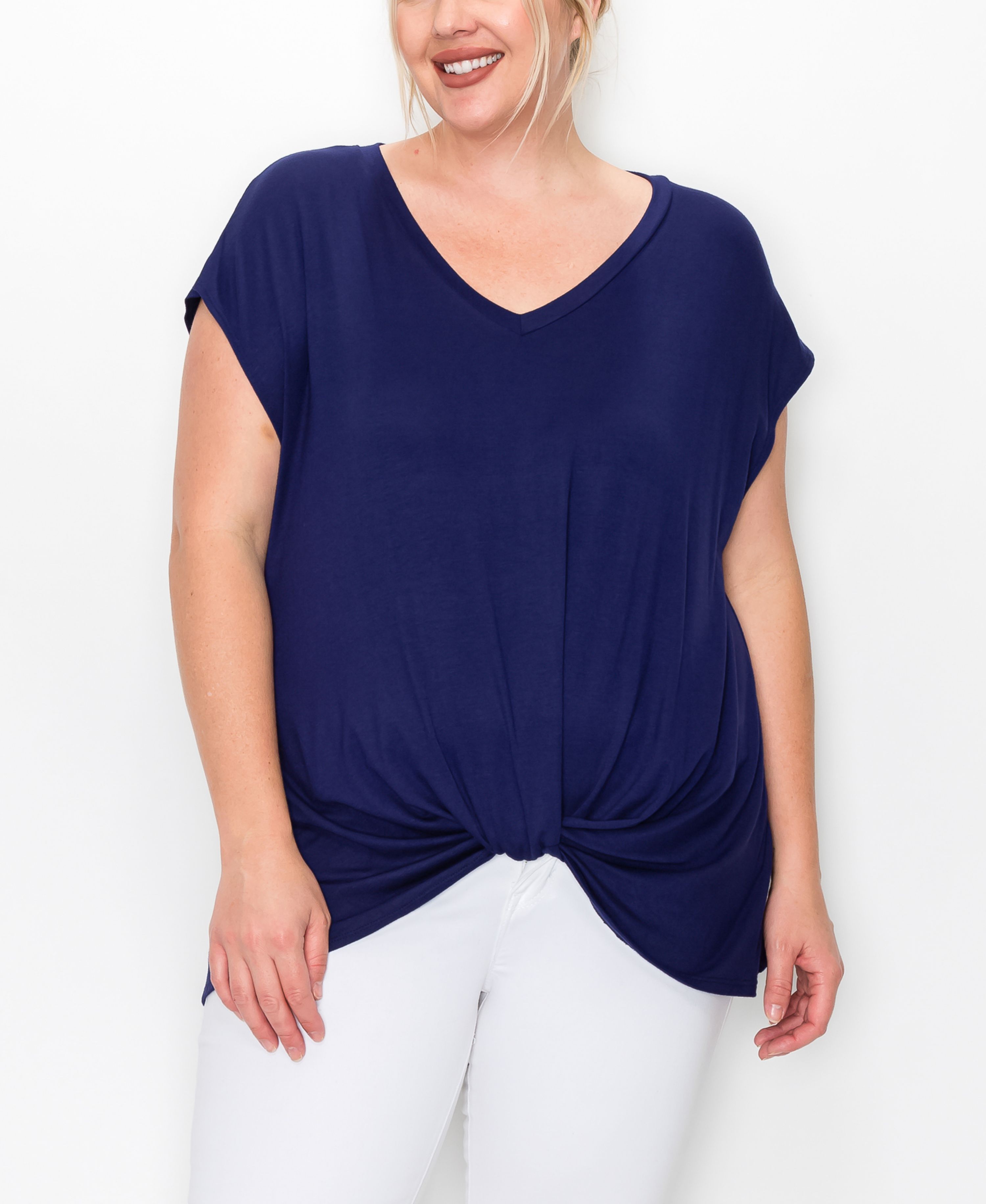 Plus Size V-neck Twist Front Top