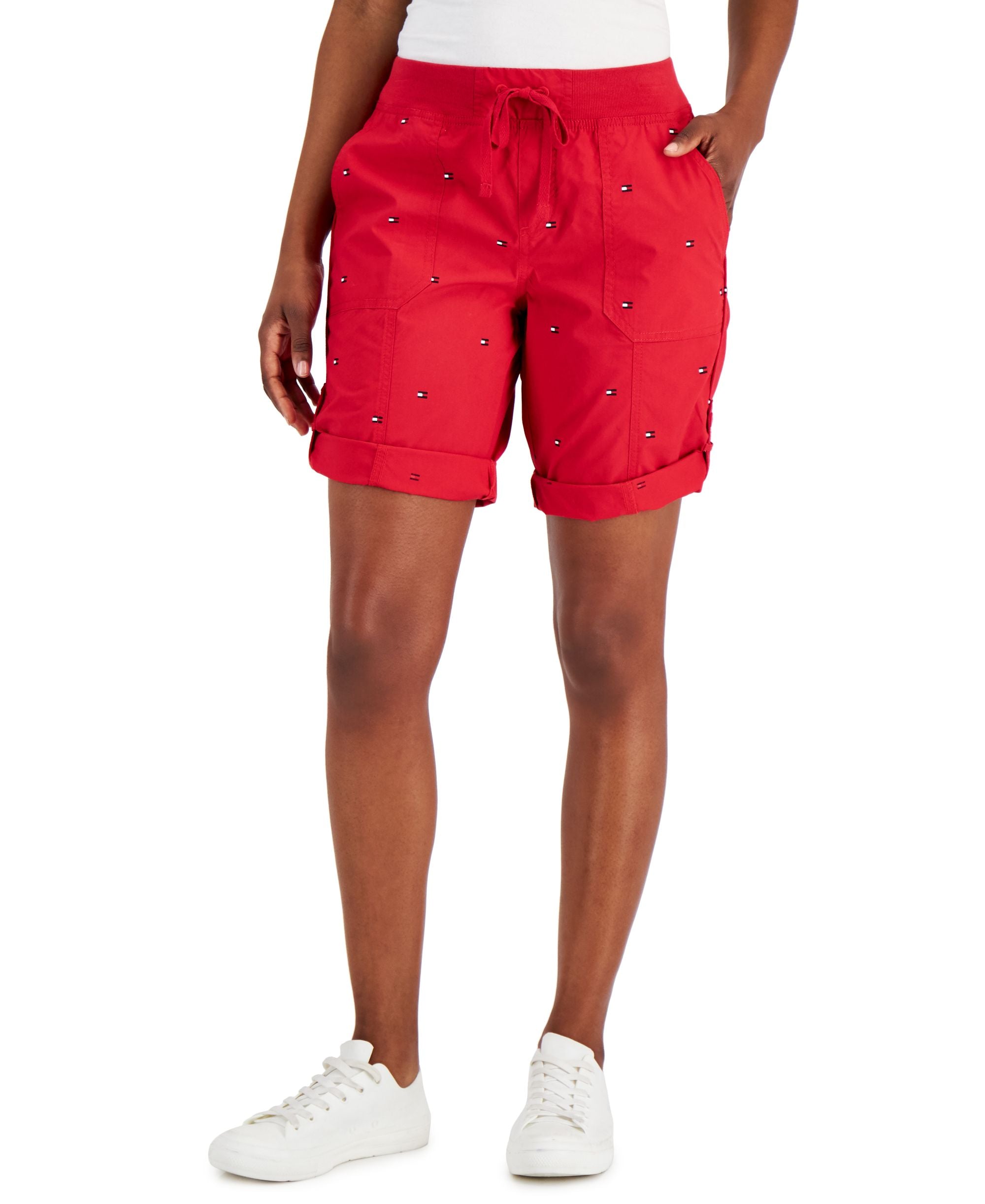 Tommy Hilfiger Womens Roll Cuff Utility Shorts