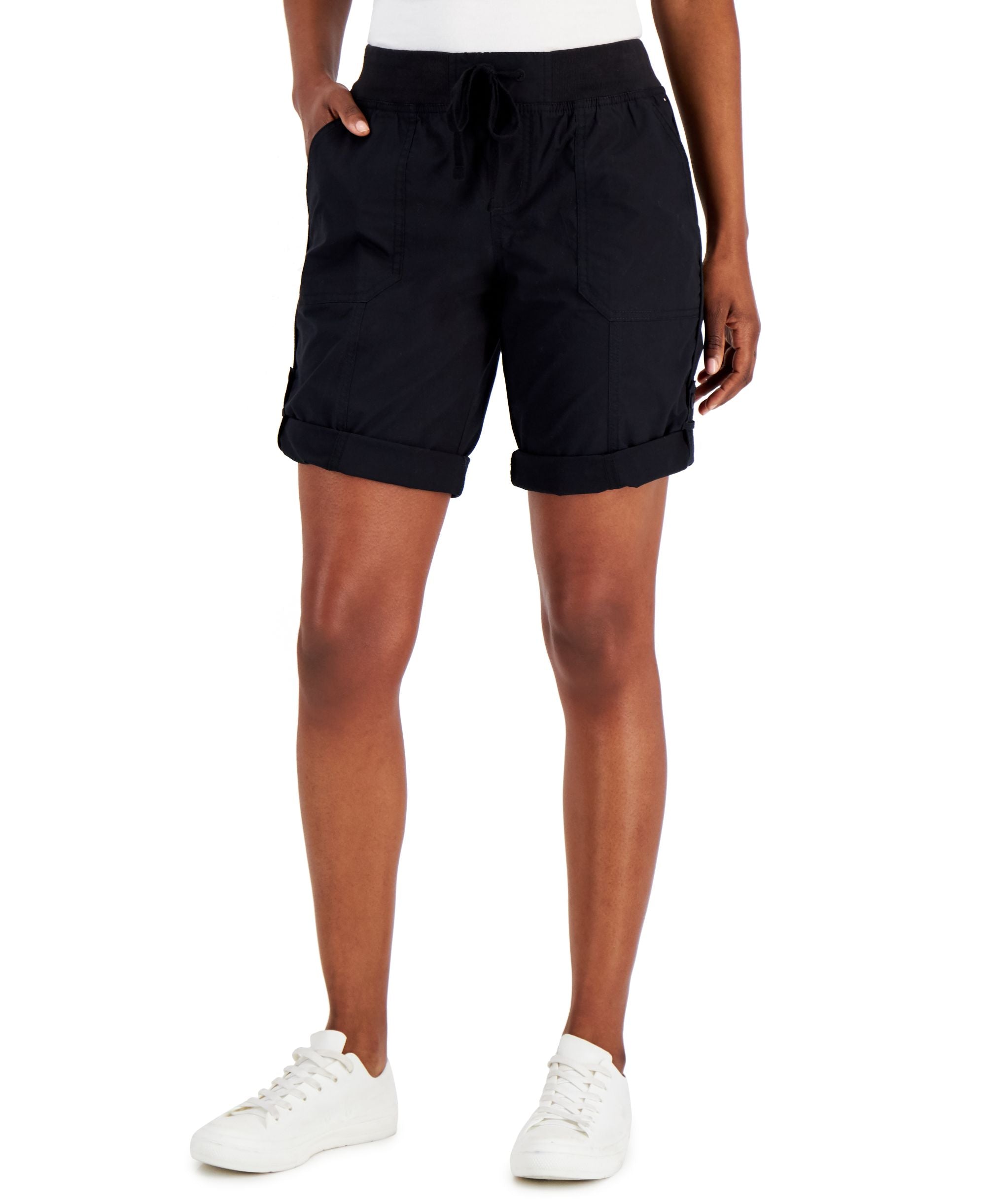 Tommy Hilfiger Womens Rolled Cuff Utility Shorts