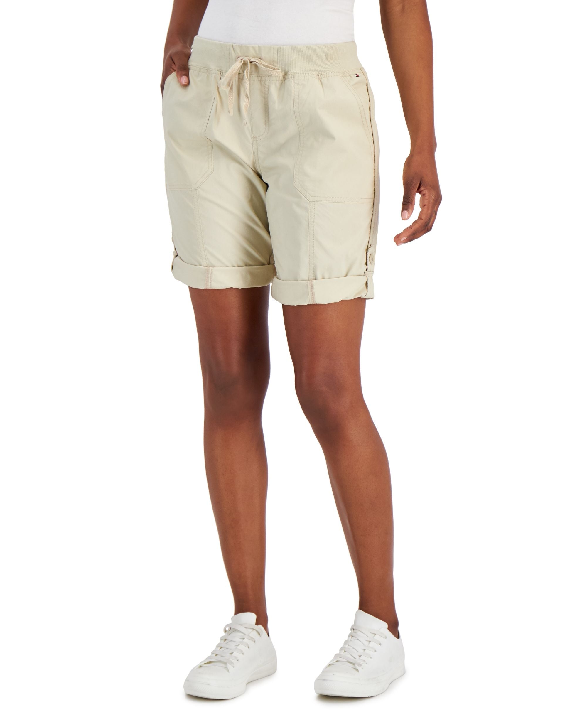 Tommy Hilfiger Womens Rolled Cuff Utility Shorts