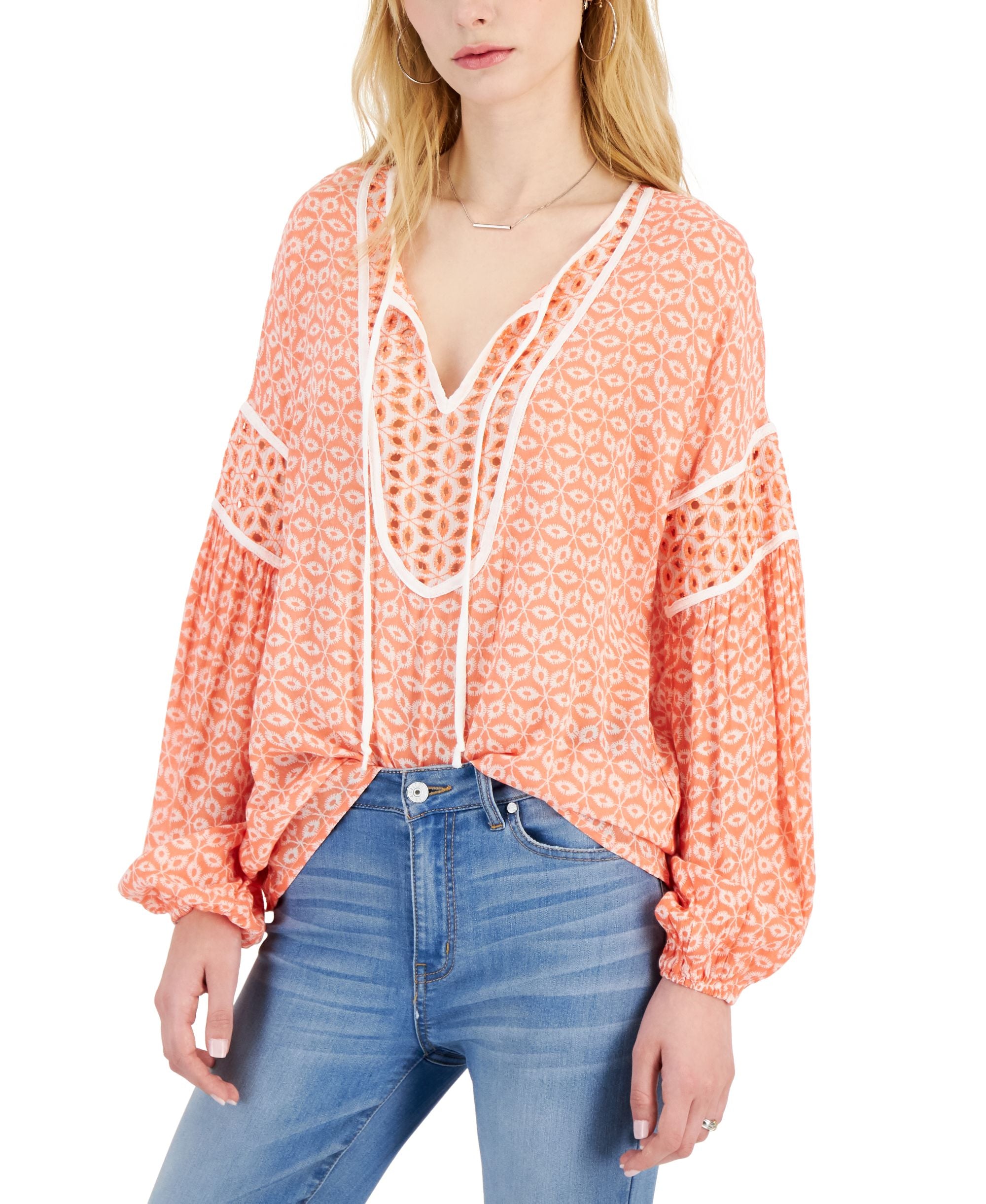 Fever Embroidered Peasant Top