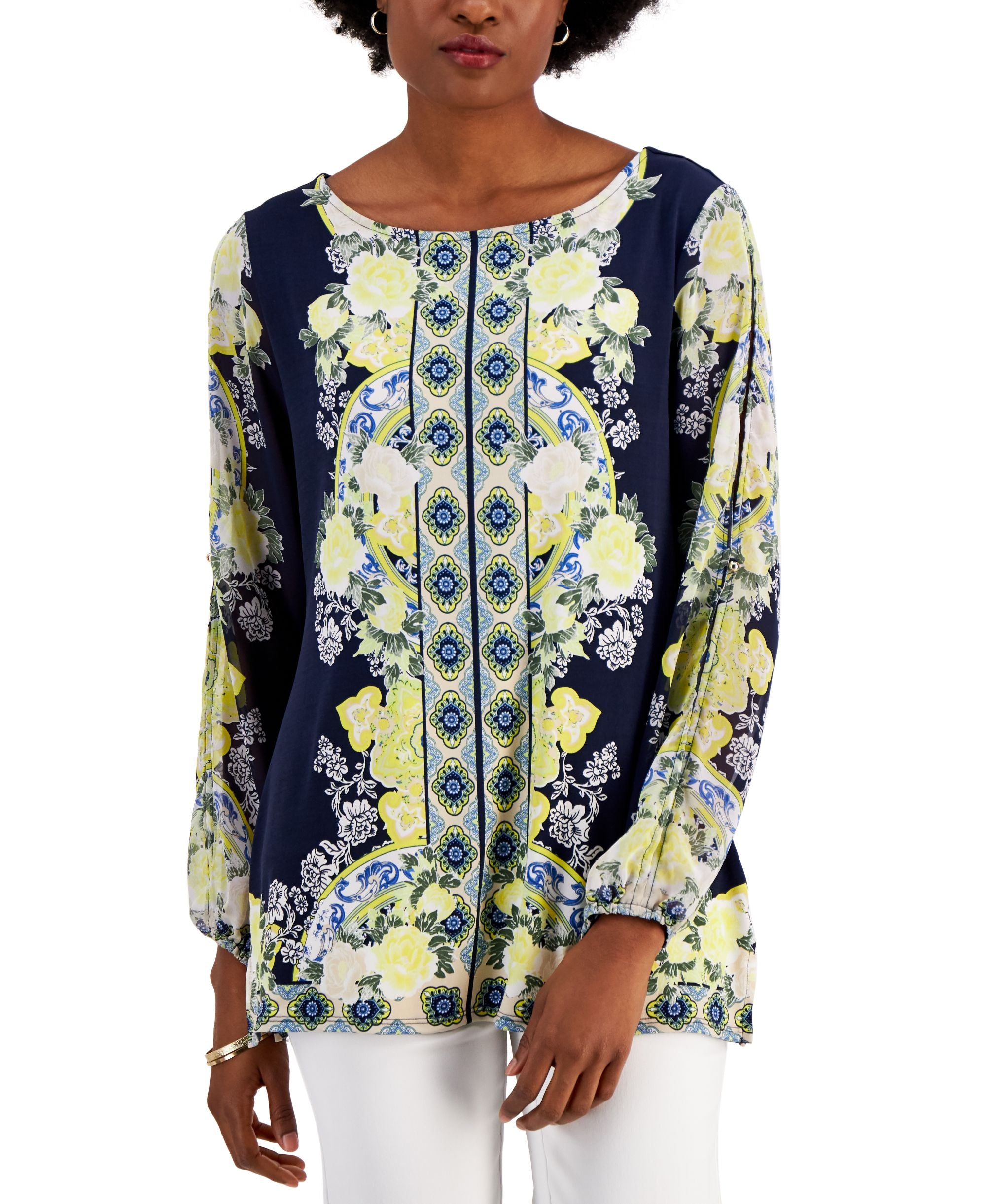 JM Collection Womens Printed Top