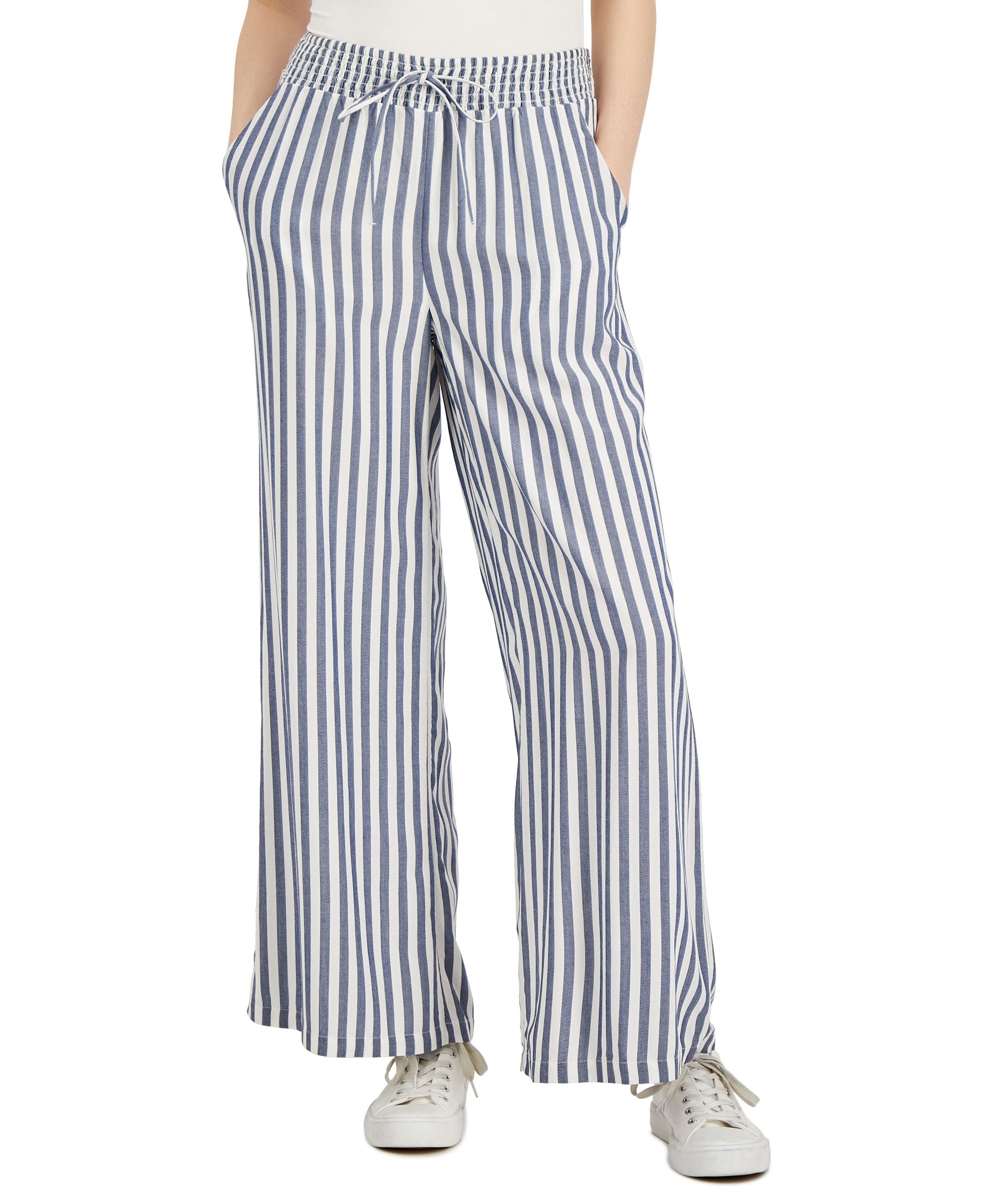 Style & Co Womens Striped Wide Leg Pull On Pants