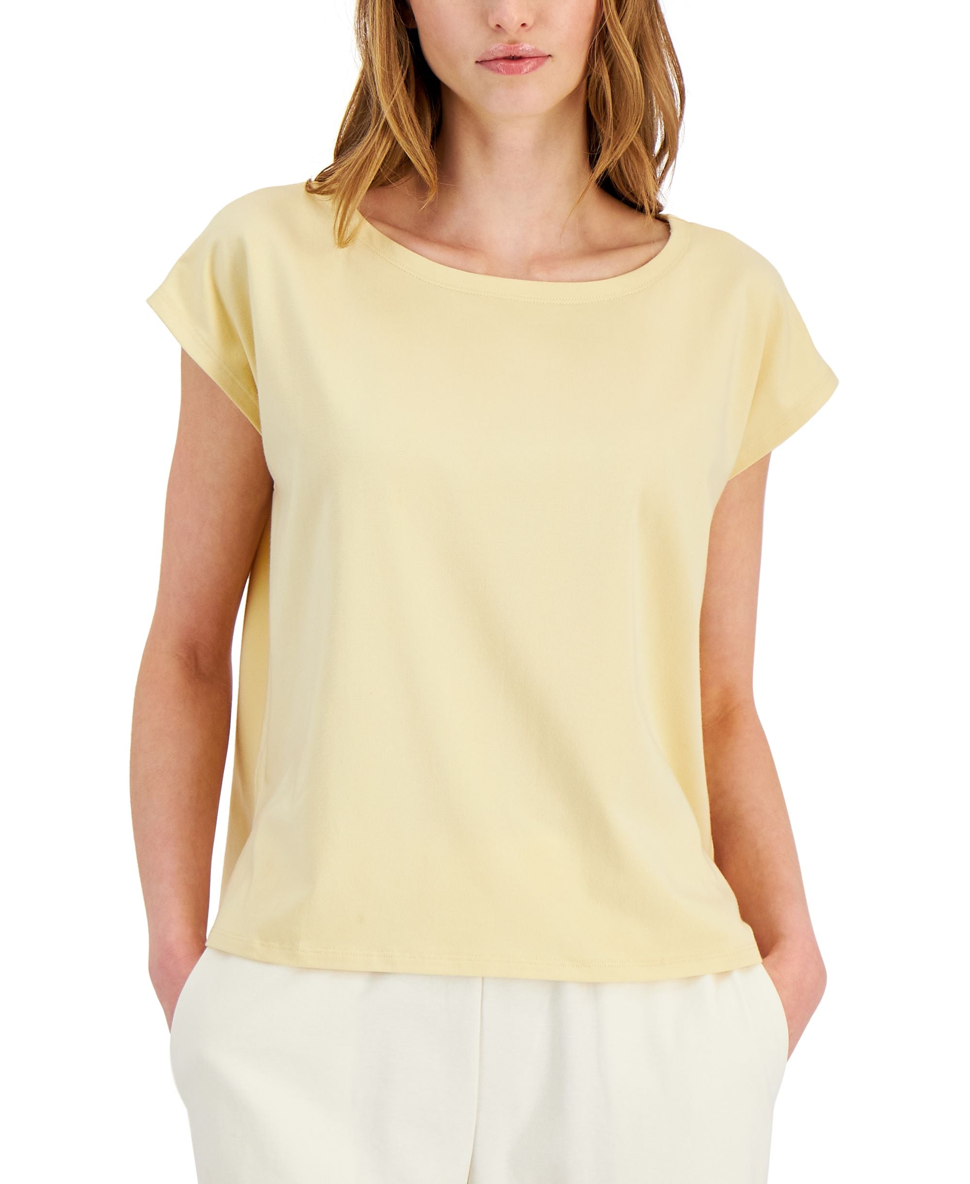 Eileen Fisher Womens Ballet Neck Boxy Top