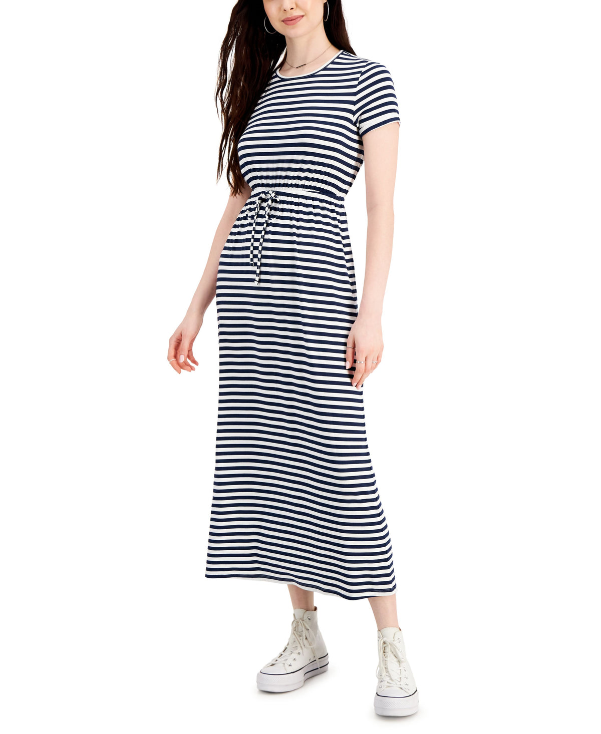 Women's Printed Cinch-Waist Maxi Dress