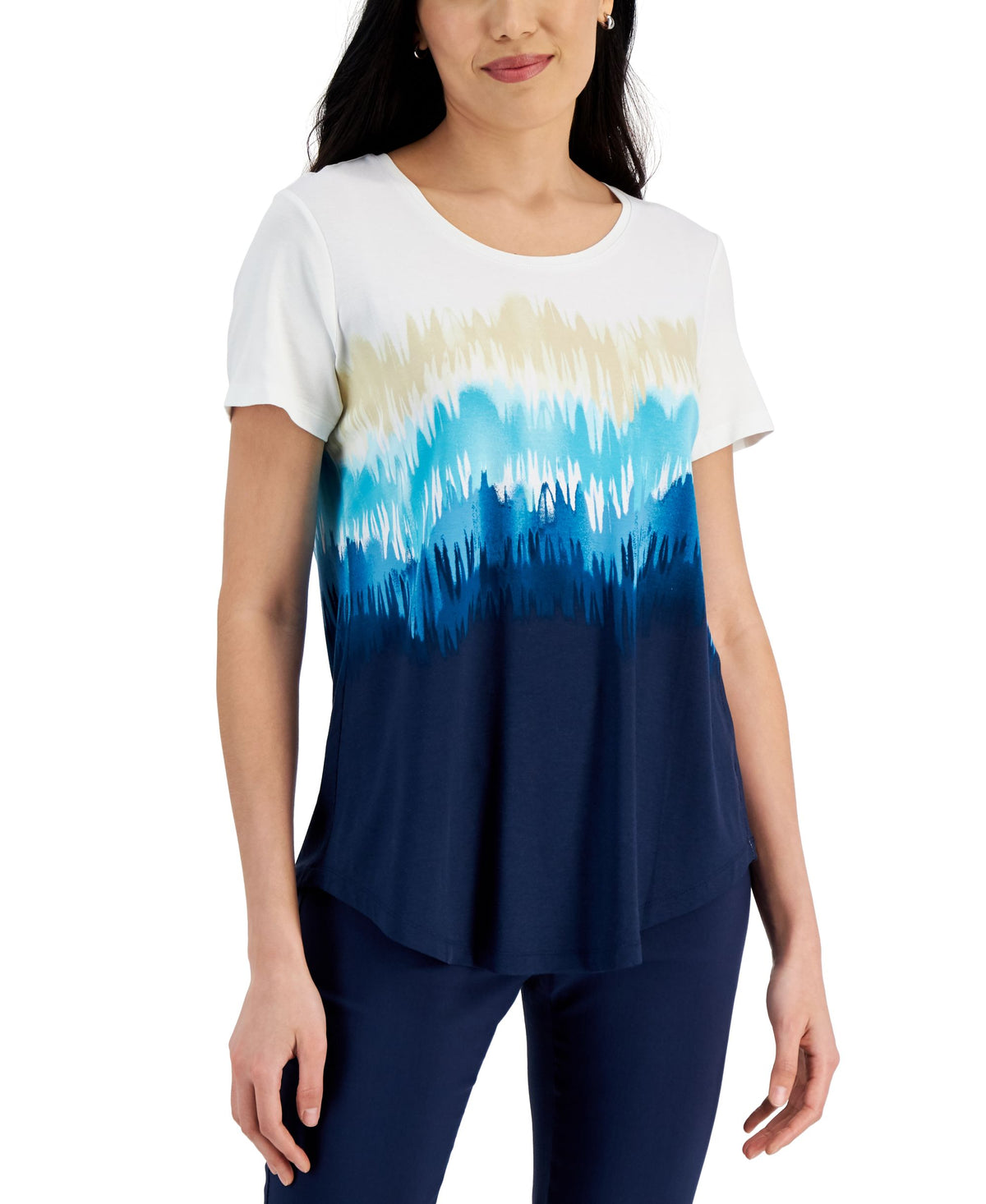 JM Collection Womens Dip Dyed Top
