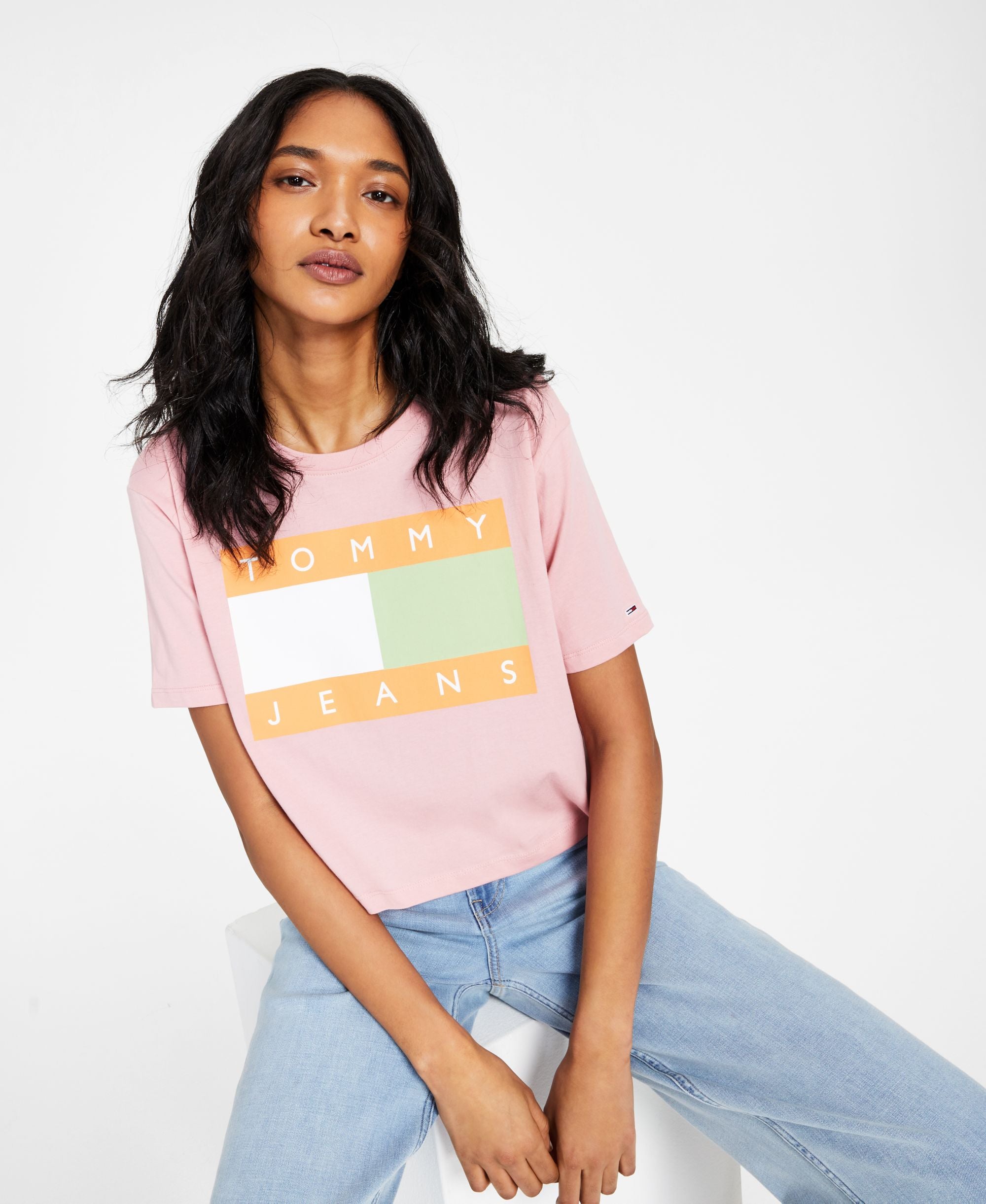 Tommy Jeans Womens Color Flag Logo T-Shirt