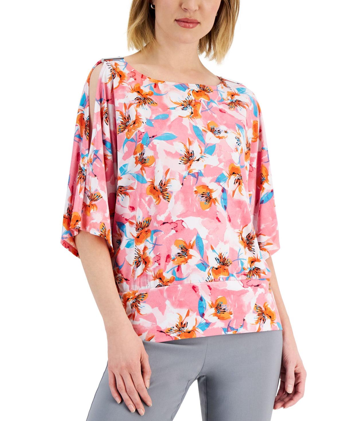 JM Collection Petite Split Dolman Sleeve Top