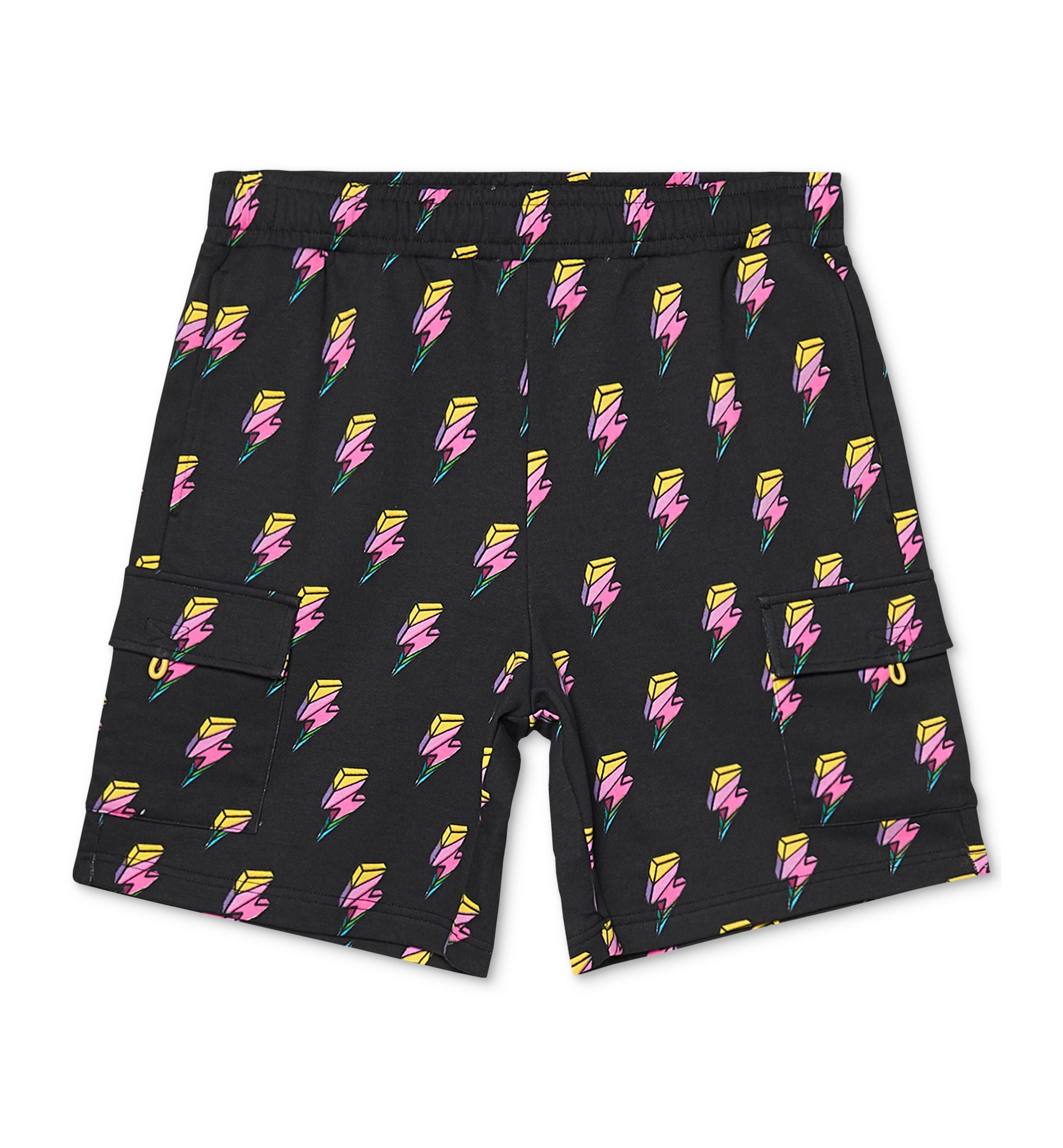 Wesc Mens Marty Flash Lightning Bolt Print Fleece Cargo Shorts