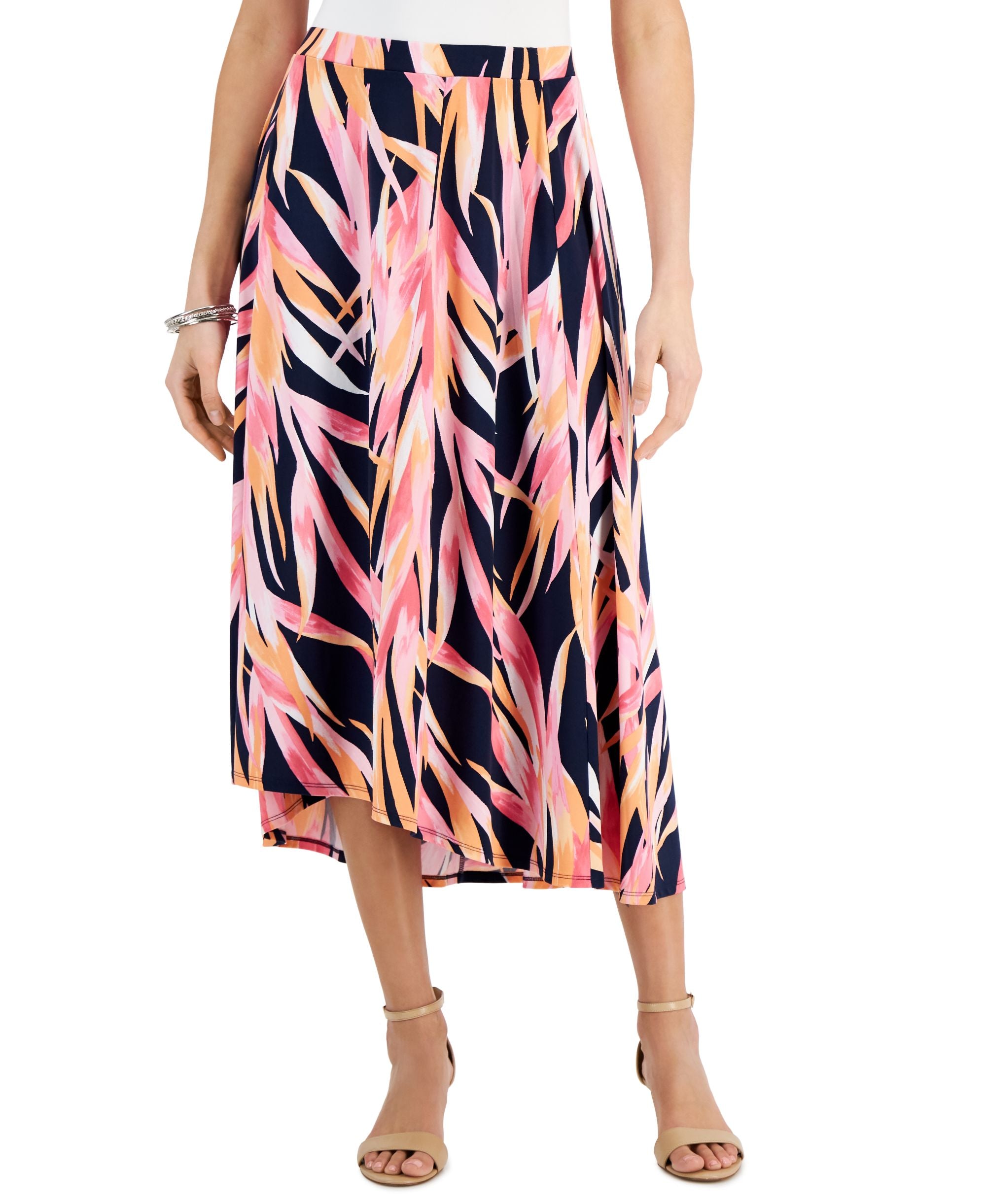JM Collection Womens Printed Midi Skirt