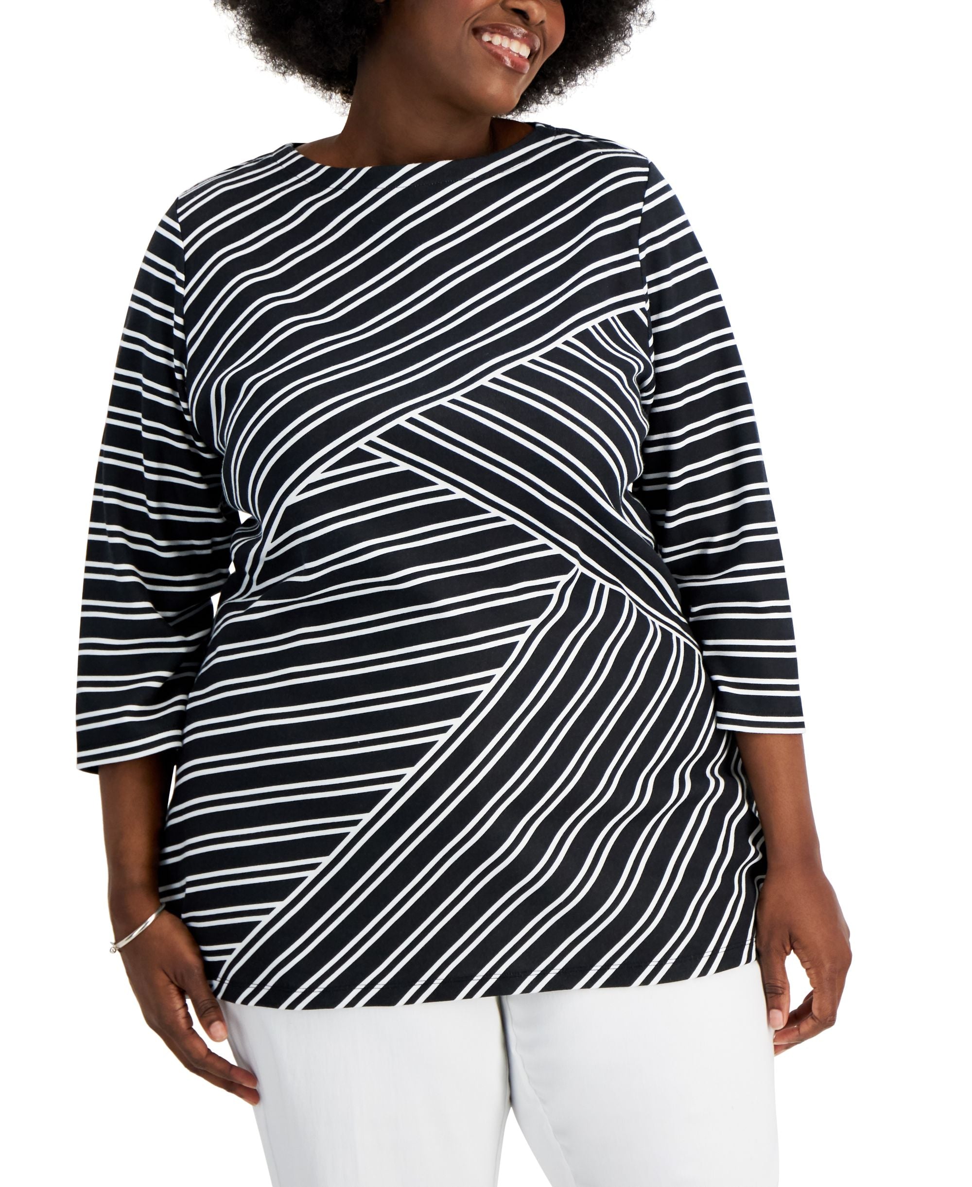 Karen Scott Plus Size Lola Striped Tunic