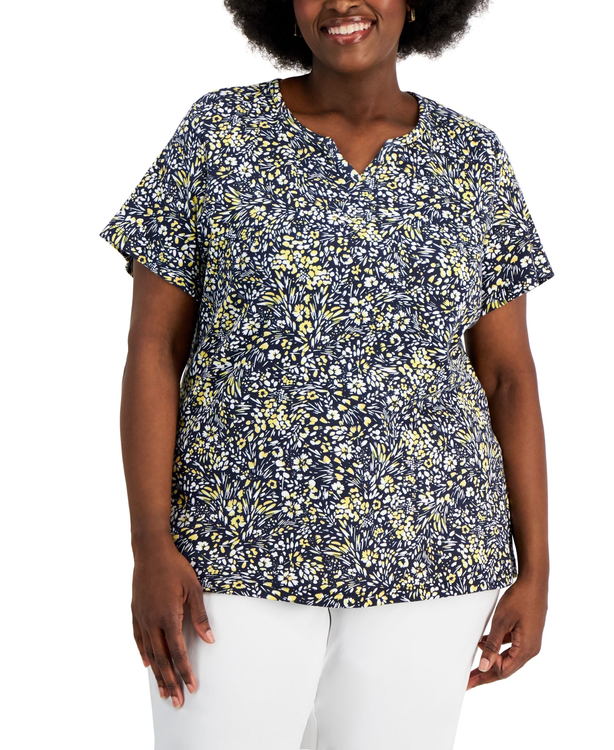 Karen Scott Plus Size Ditsy Dream Top