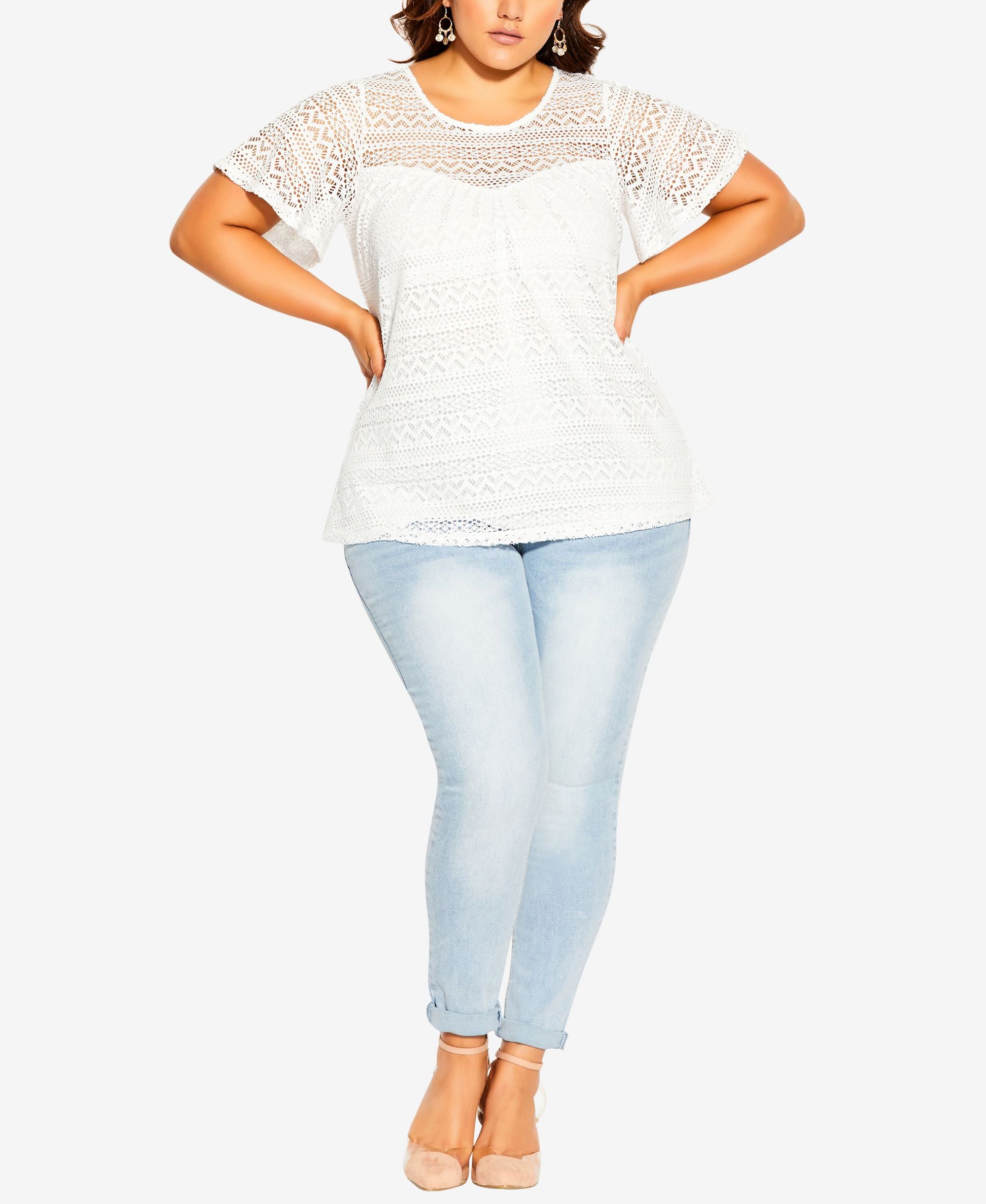 City Chic Womens Serenity Lace Top